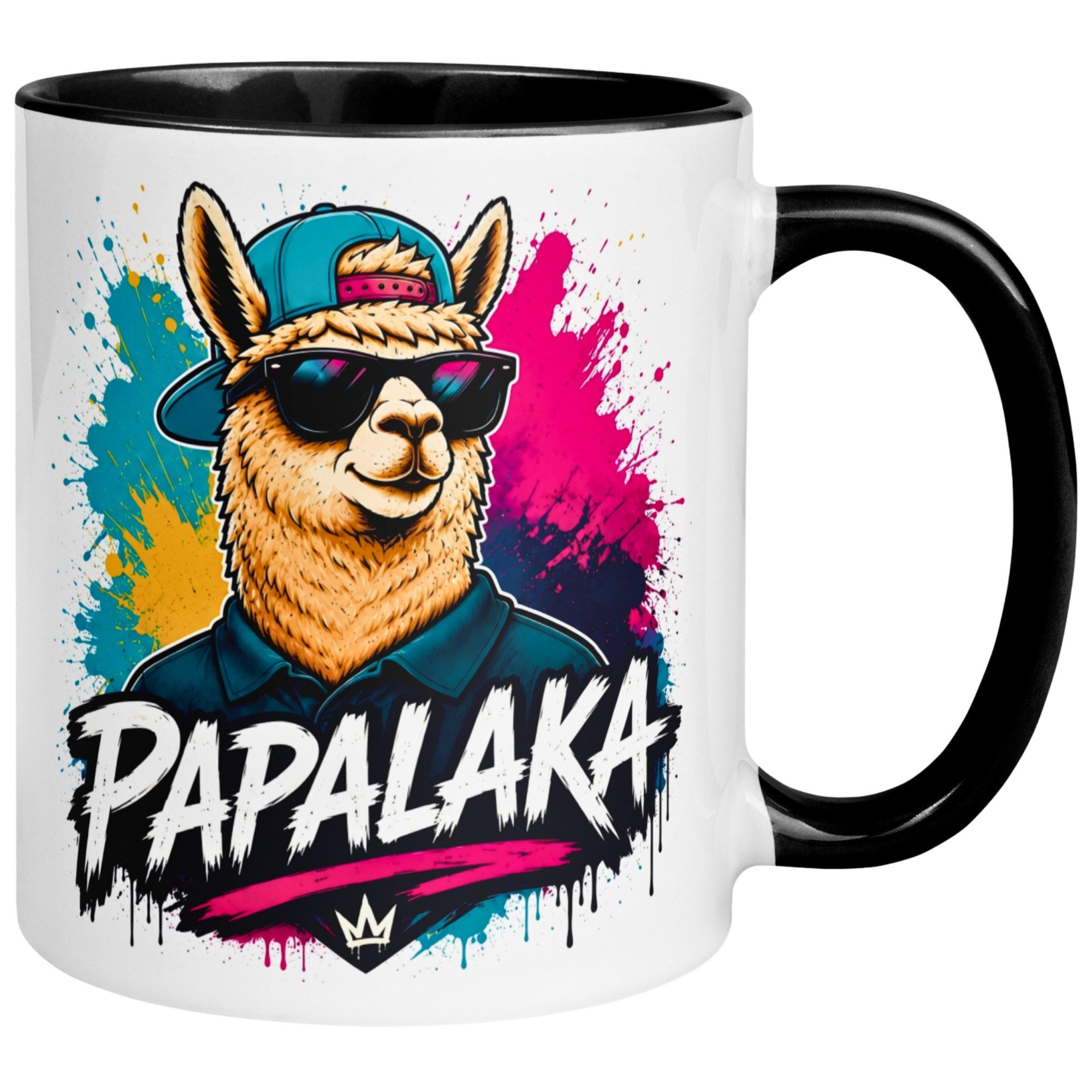 Momentals Tasse Alpaka – „PAPALAKA“ – lustiger Geschenk Becher für Papa, Gratis Versand · Links-&Rechtshänder · Spülmaschinenfest
