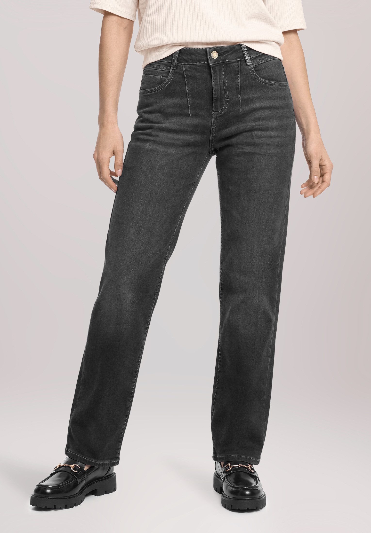Cartoon Ankle-Jeans Damen mit Waschung – Bild 2 von 5