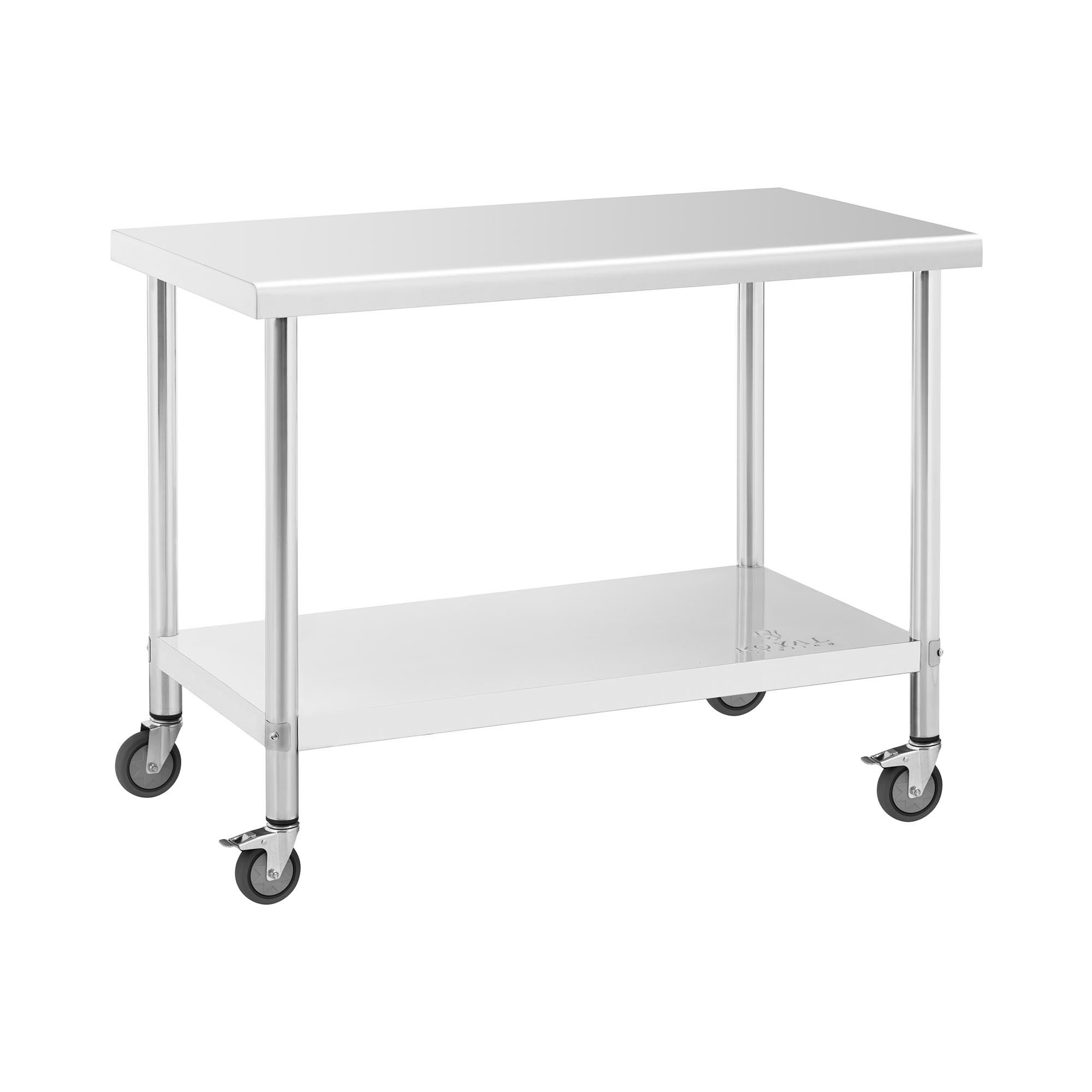 Royal Catering Arbeitstisch 60 x 120 cm Rollbarer Edelstahltisch Gastrotisc günstig online kaufen