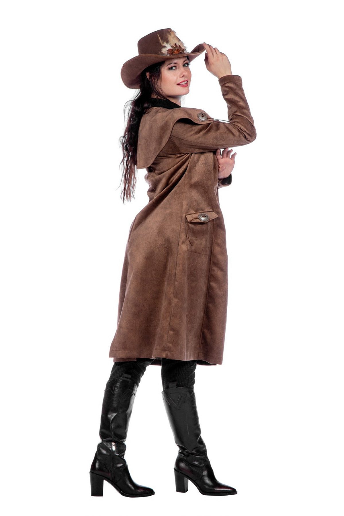 Wilbers Cowboy-Kostüm Authentischer Western Mantel 'Jane' für Damen, Br