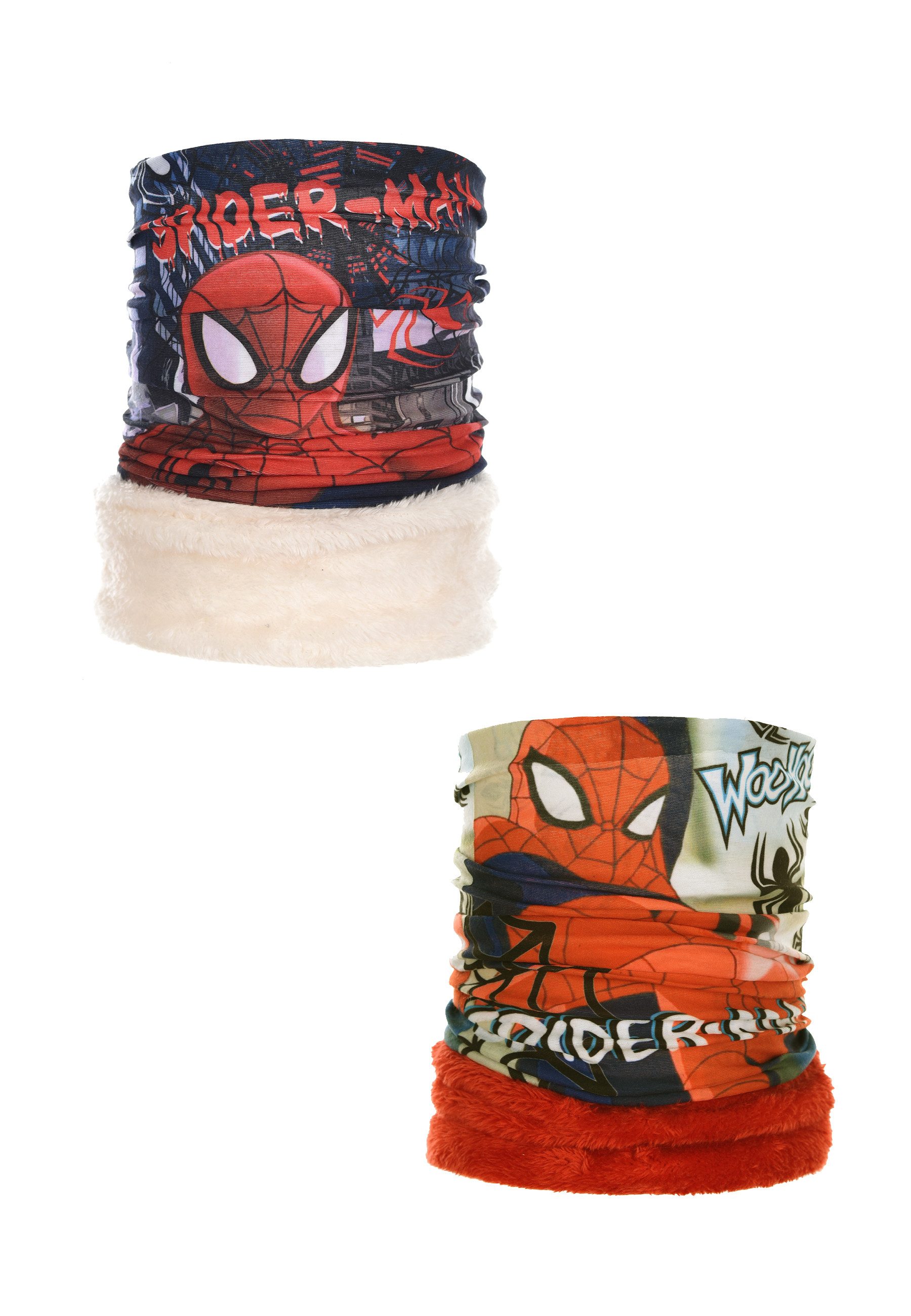 Spiderman Loop Schlauchschal Kinder Doppelpack mit Motiv und Fleecefutter