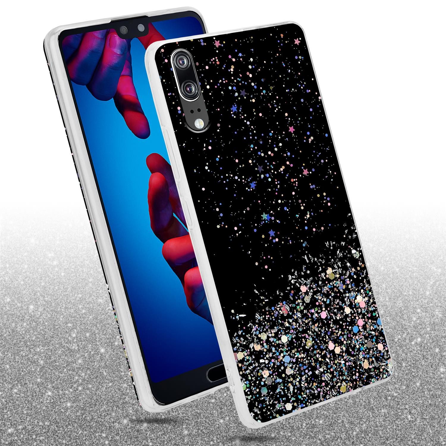 Cadorabo Handyhülle für Huawei P20 Hülle Huawei P20, Flexible TPU Silikon Handy Schutzhülle - Hülle - mit Glitzer