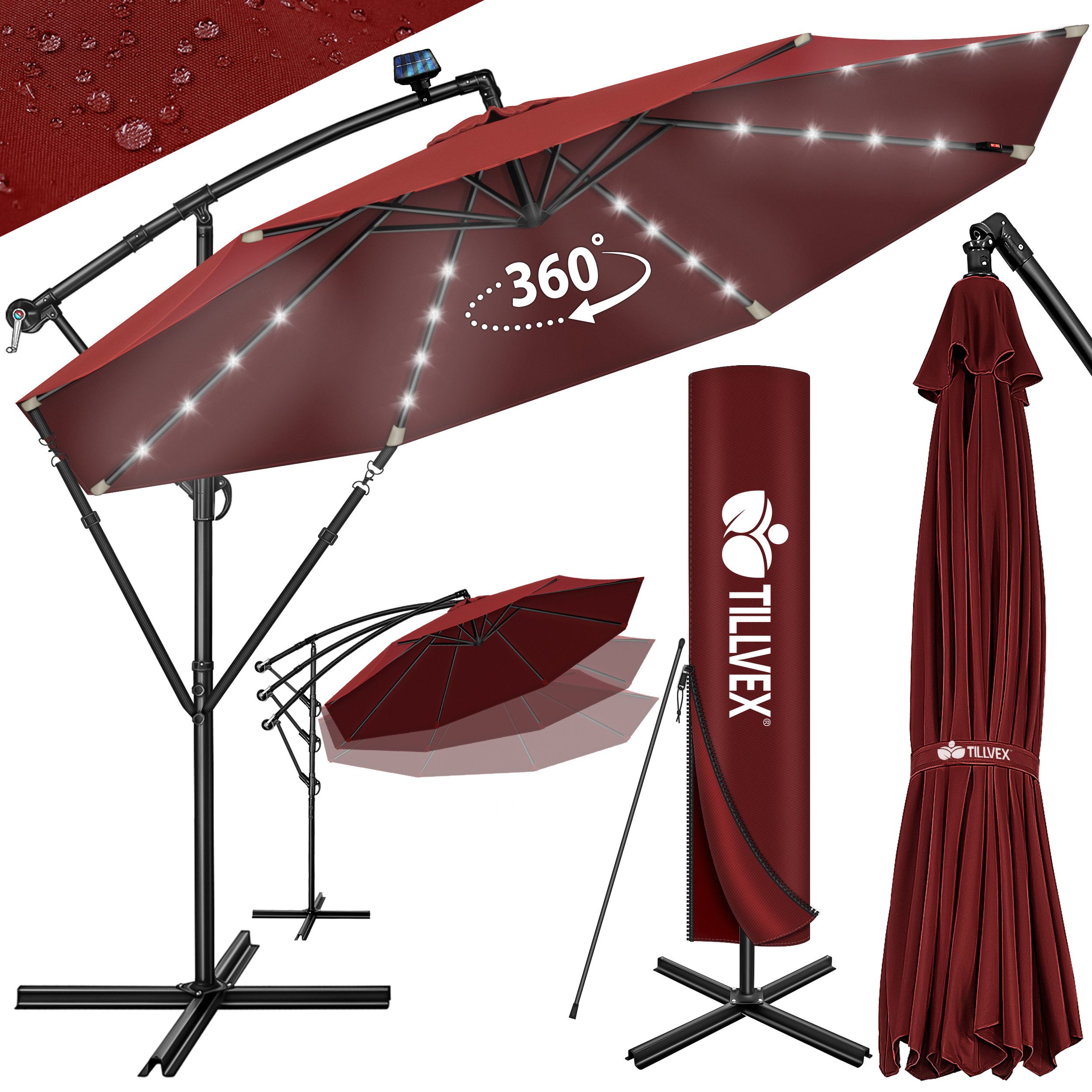 tillvex Sonnenschirm tillvex® Sonnenschirm LED Solar günstig online kaufen