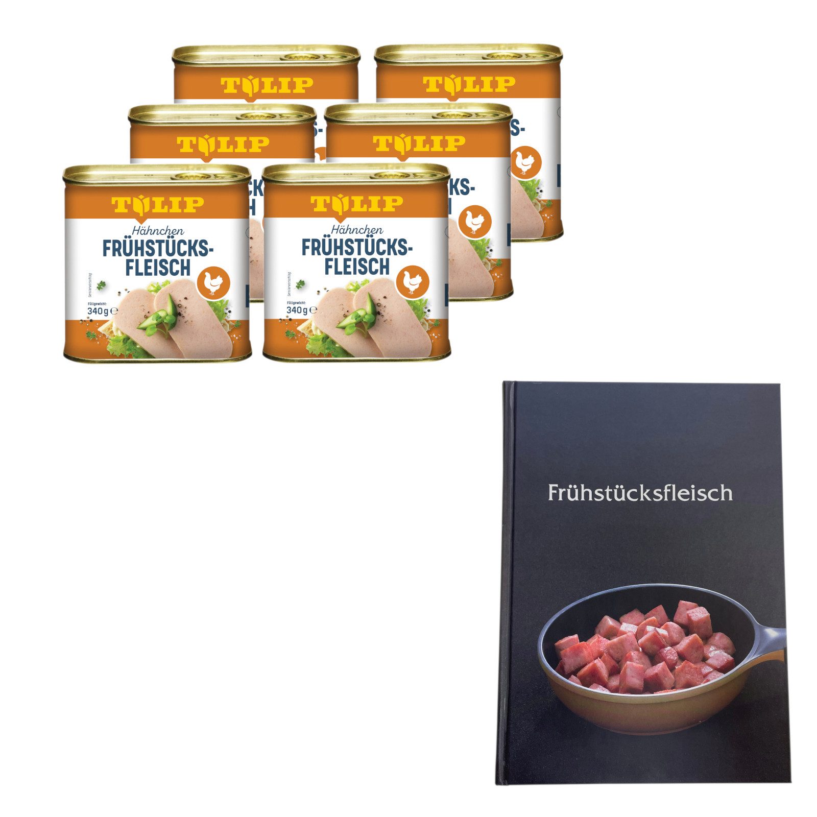 TULIP Wurstkonserve Frühstücksfleisch Hähnchen 340 Gramm Dänische Delikatesse mit Kochbuch, 340 g, (Set, mit Kochbuch), Dänische Delikatesse