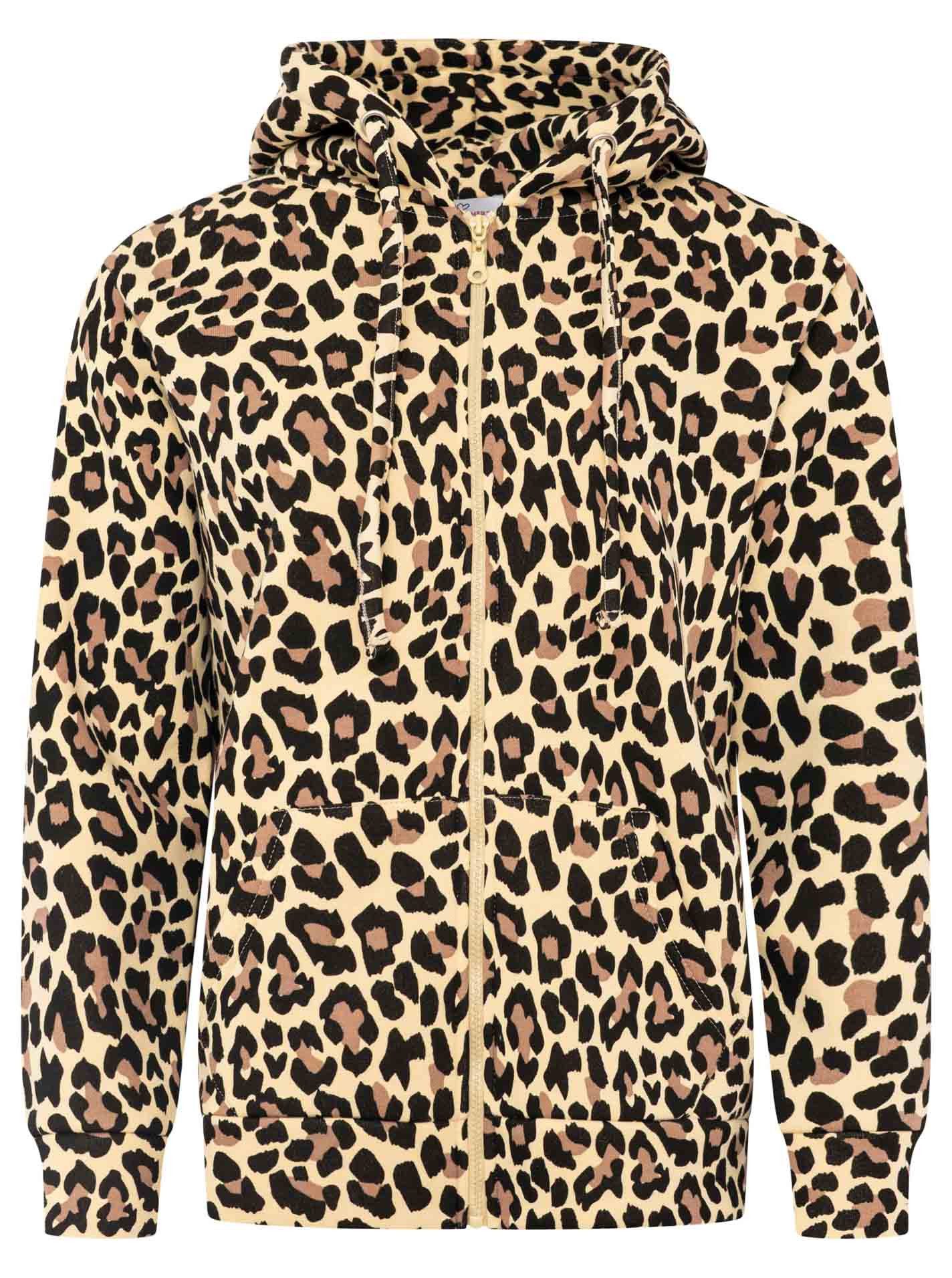 Zwillingsherz Kapuzensweatjacke "Leo" Leomuster, pinker Streifen am Arm, Kapuze mit Kordel, Tasche, Zipper – Bild 2 von 5