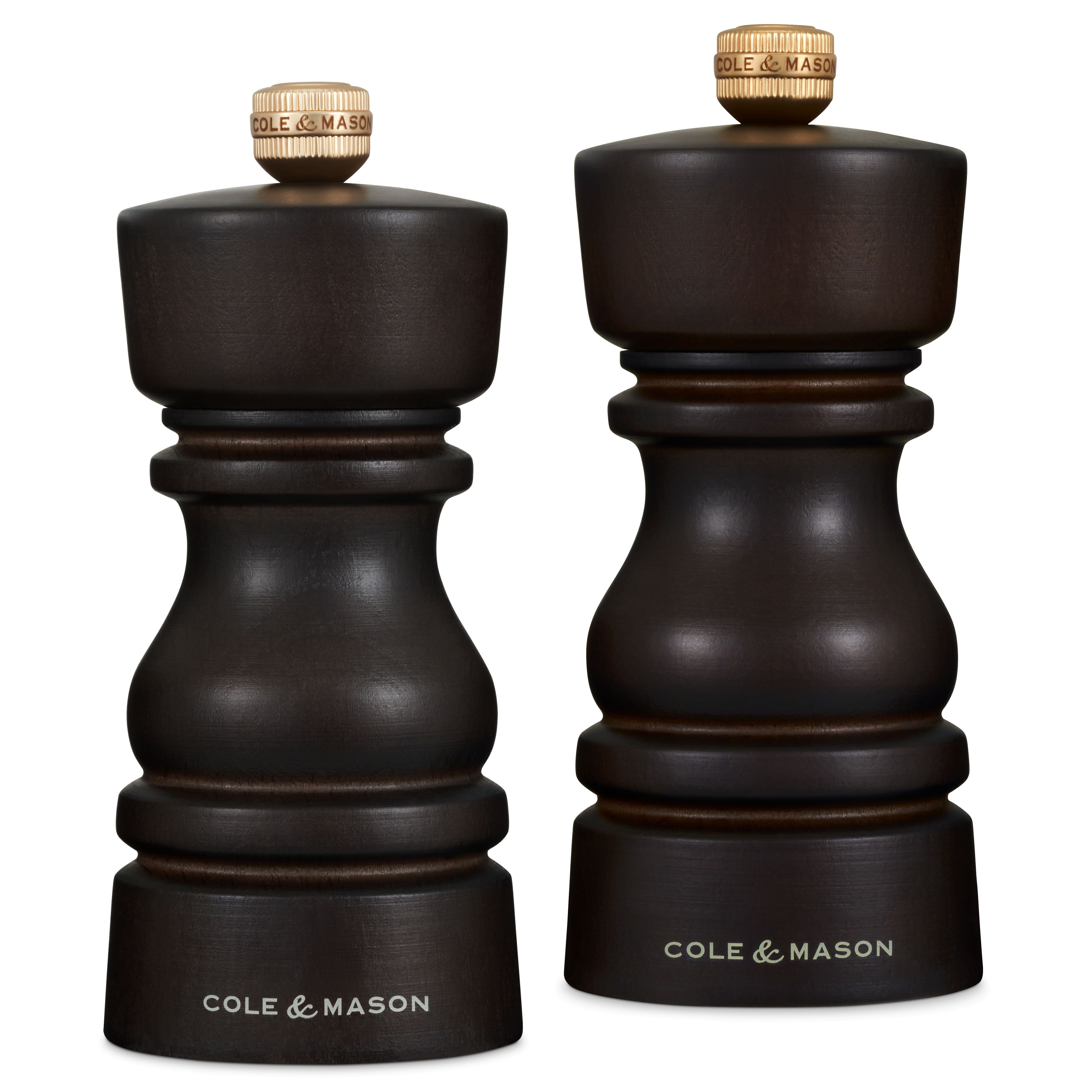 Cole & Mason Salz-/Pfeffermühle London Geschenkset, ultrascharf Keramikmahlwerk und Precision+ Karbonstahlmahlwerk