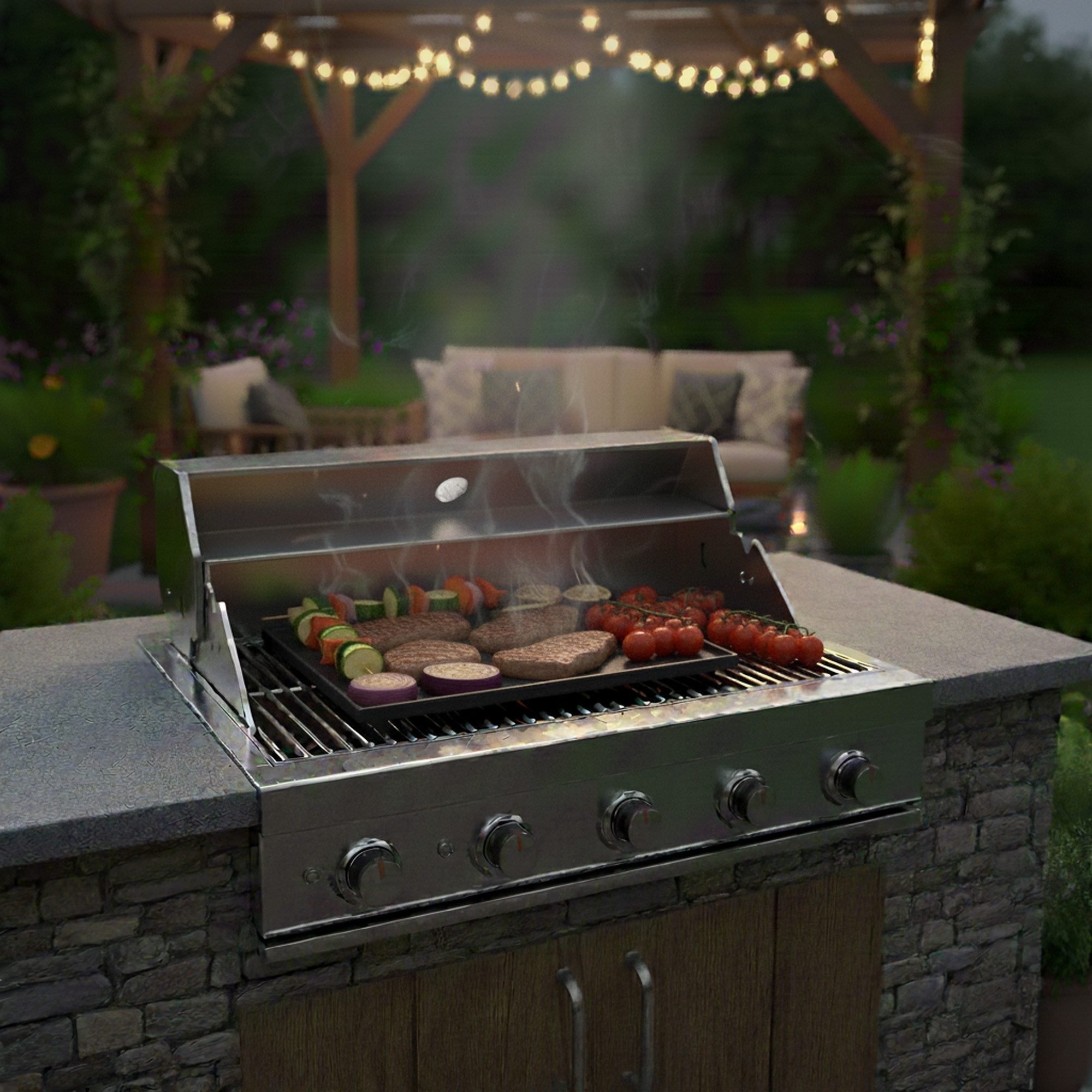 BBQ-Toro Grillplatte Gusseisen Grillplatte 44 x 24,5 cm, beidseitig verwendbar