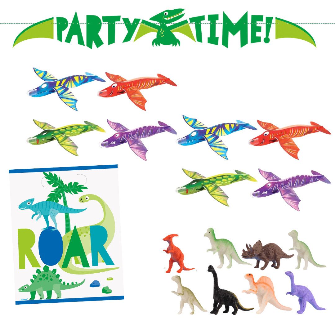 Partystrolche Spielwelt Mitgebsel-Party-Set Kleine Dinosaurier für 6 Kinder, 25 tg., (Spar-Set, 25-tlg., 25 tlg. Set für 8 Kinder)