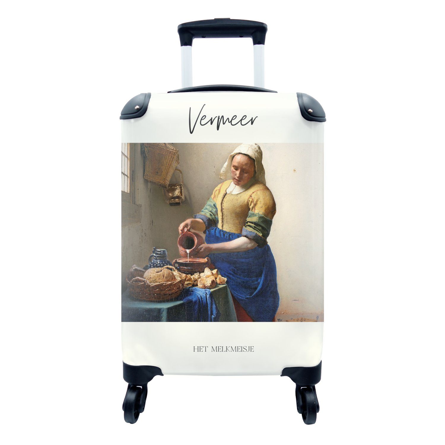 MuchoWow Handgepäckkoffer Milchmädchen - Vermeer - Kunst, 4 Rollen, Reisetasche mit rollen, Handgepäck für Ferien, Trolley, Reisekoffer