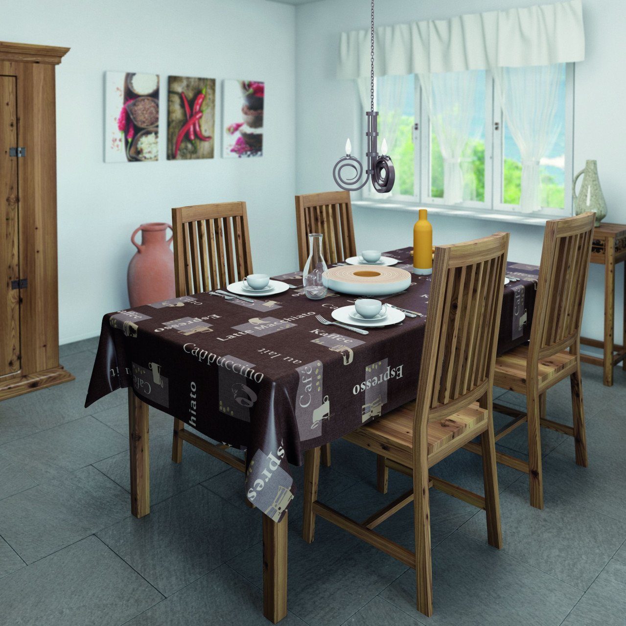 d-c-fix Tischdecke d-c-table® Tischdecke Manhattan Cappuccino 150 cm, OEKO-TEX® Standard 100 Zertifikatsnummer