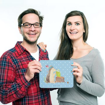 Mr. & Mrs. Panda Mauspad Igel Federschmuck - Blau Pastell - Geschenk, PC Zubehör, Mauspad, Mou (1-St), Made in Germany