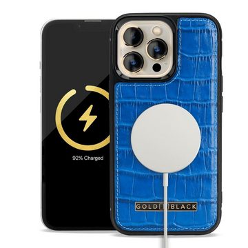 GOLDBLACK Handyhülle iPhone 13 Pro MagSafe Leder Case Kroko-Prägung 15,49 cm (6,10 Zoll)