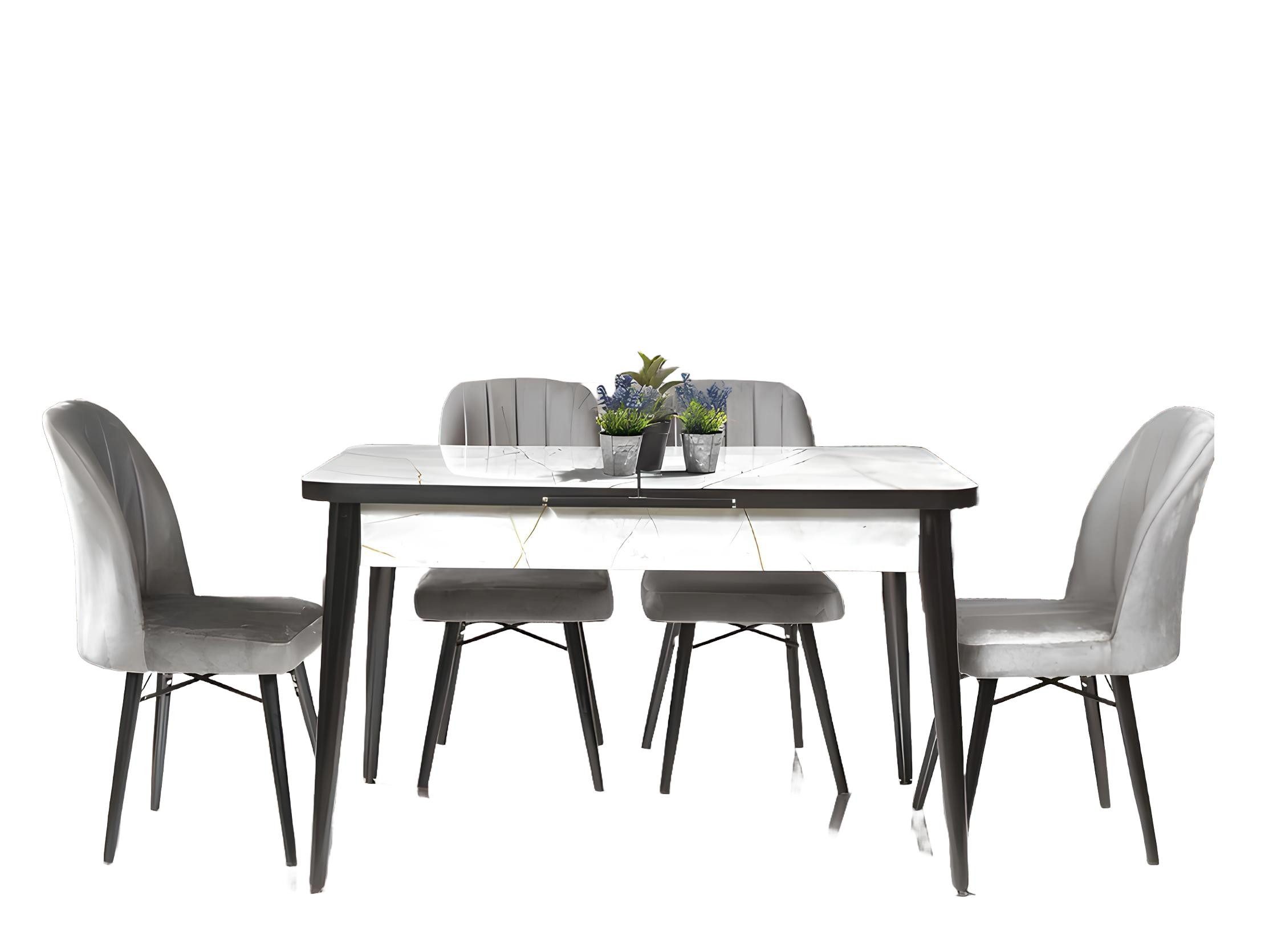 JVmoebel Esstisch Schwarz-Weißer Esstisch Designer Ausziehbare Tischplatte Esszimmer (Esstisch), Made in Europa