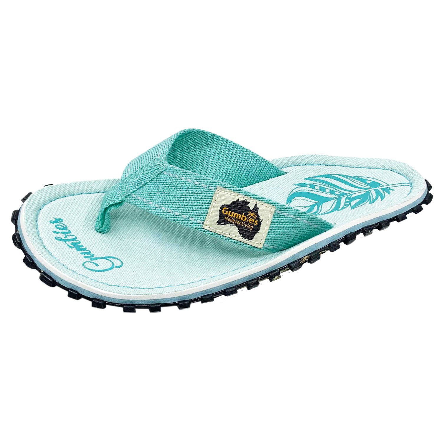 Gumbies Original in Boho Mint T-Strap-Zehentrenner aus recycelten Materialien hergestellt, stabile Gummisole