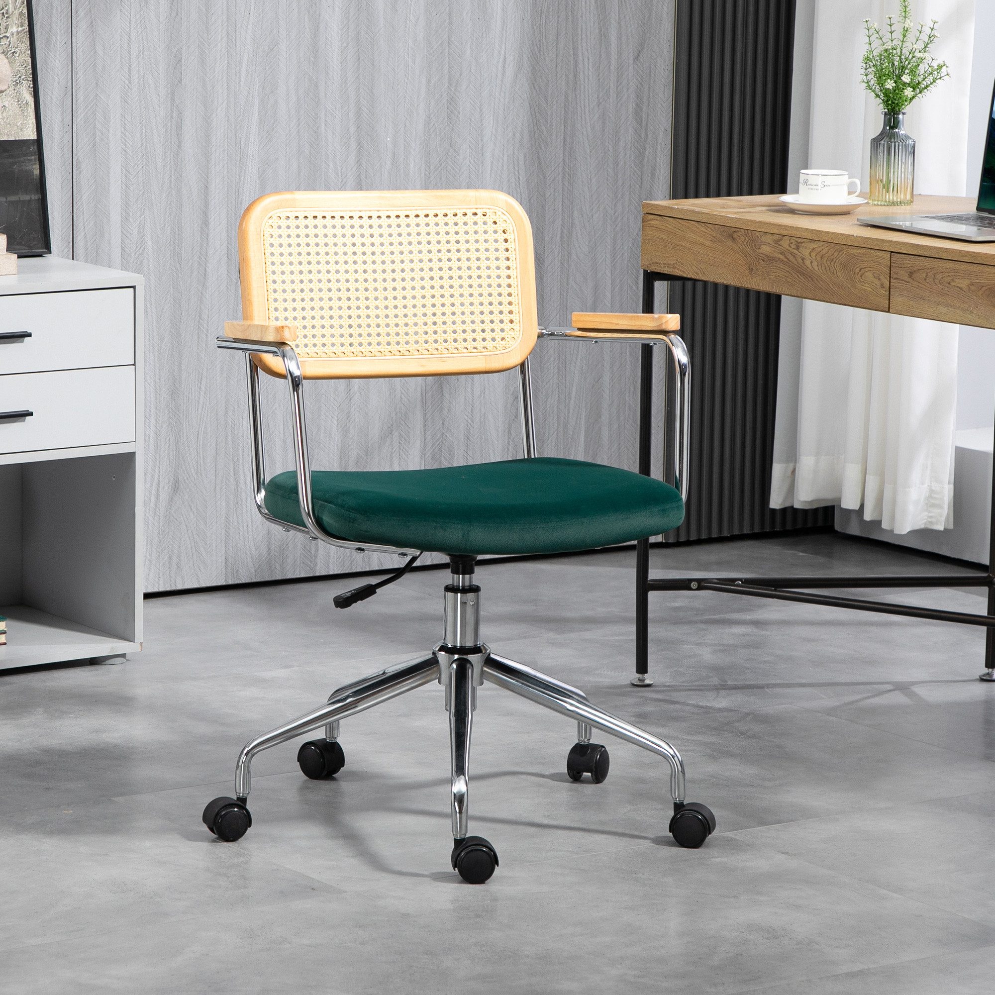 furnicato Bürostuhl Boho-Design drehbar verstellbar Stahl Grün bis 1 (1 St)