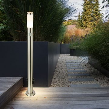 etc-shop Pollerleuchte, Leuchtmittel nicht inklusive, Außen Leuchte Edelstahl Garten Weg Lampe Bewegungsensor