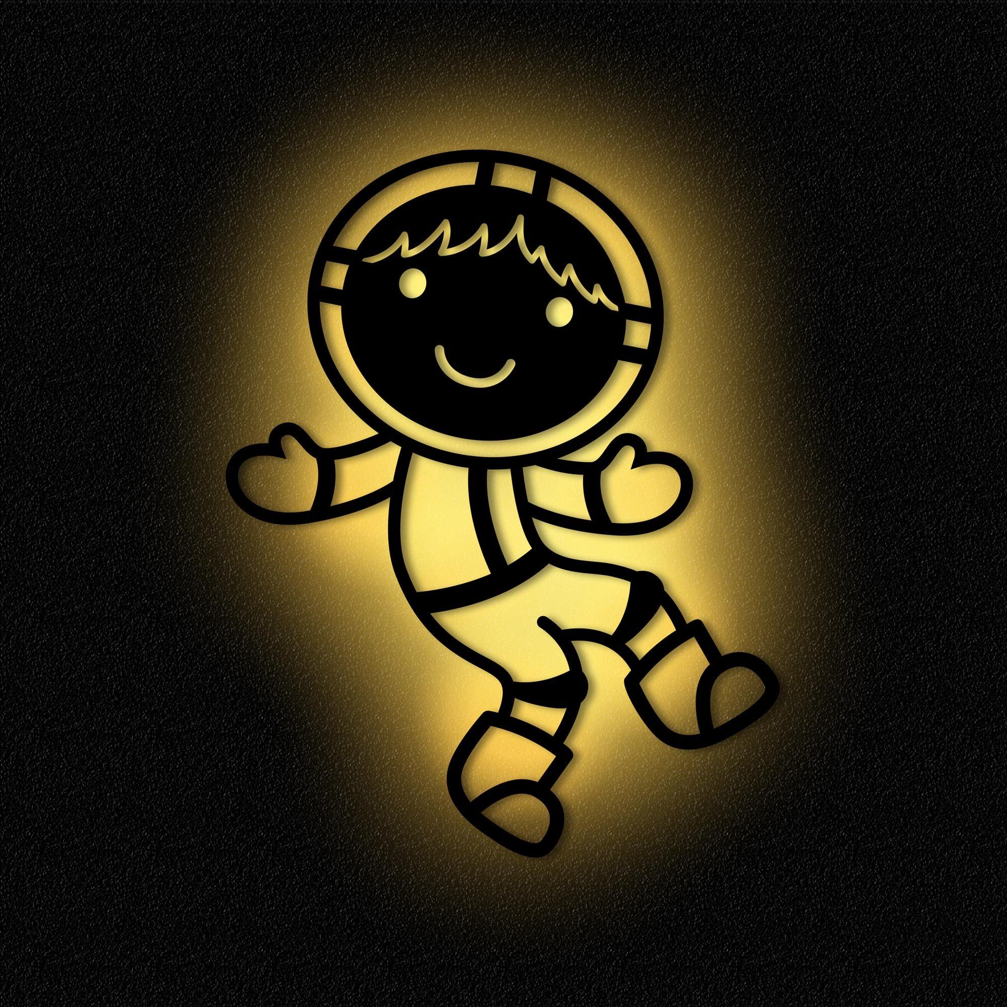 Nachtlicht Astronaut LED Kinderzimmer Namofactur I MDF integriert, Lampe Holz, fest Warmweiß Wanddeko LED Nachtlicht