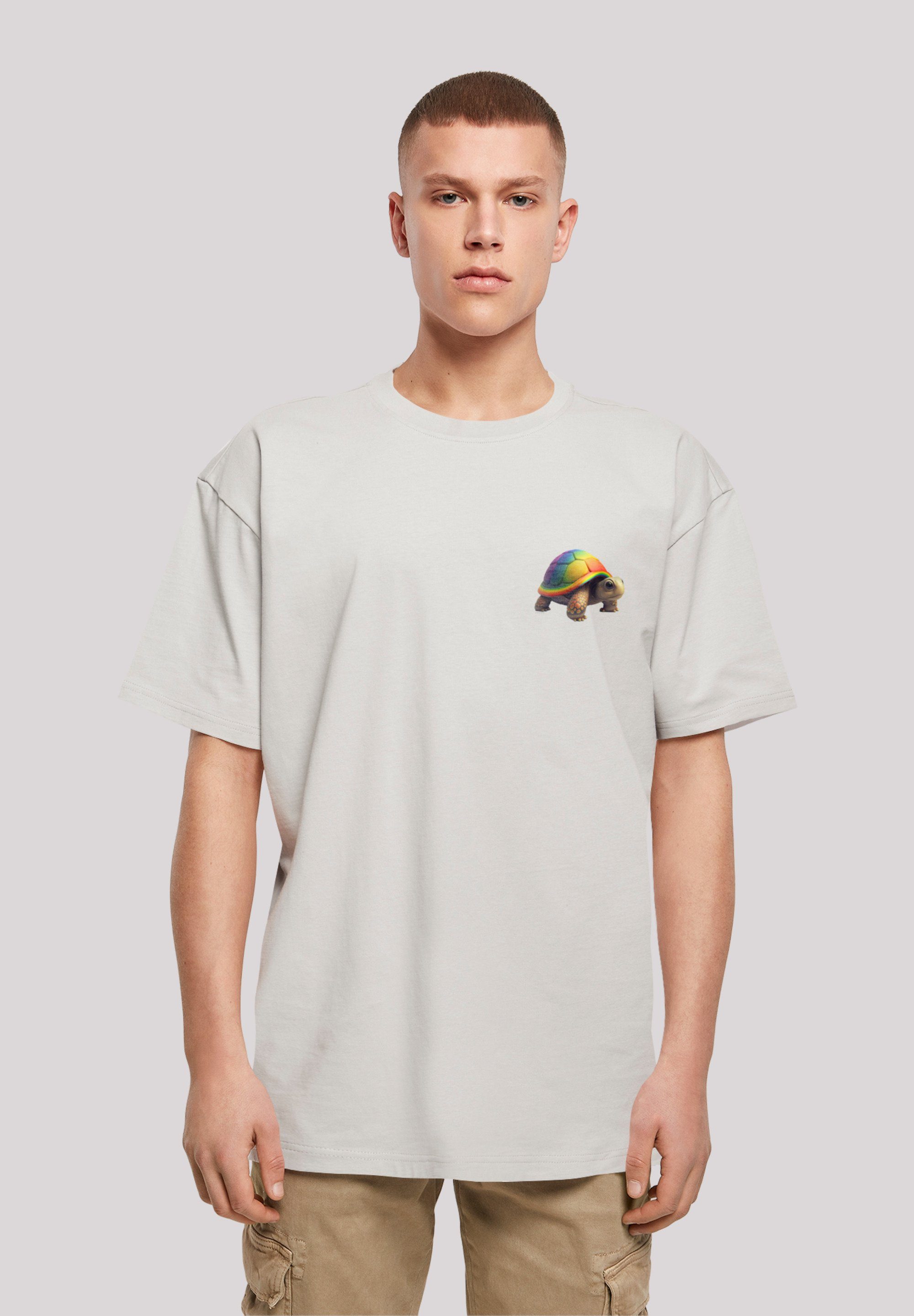 F4NT4STIC T-Shirt Rainbow Turtle OVERSIZE TEE Print lightasphalt