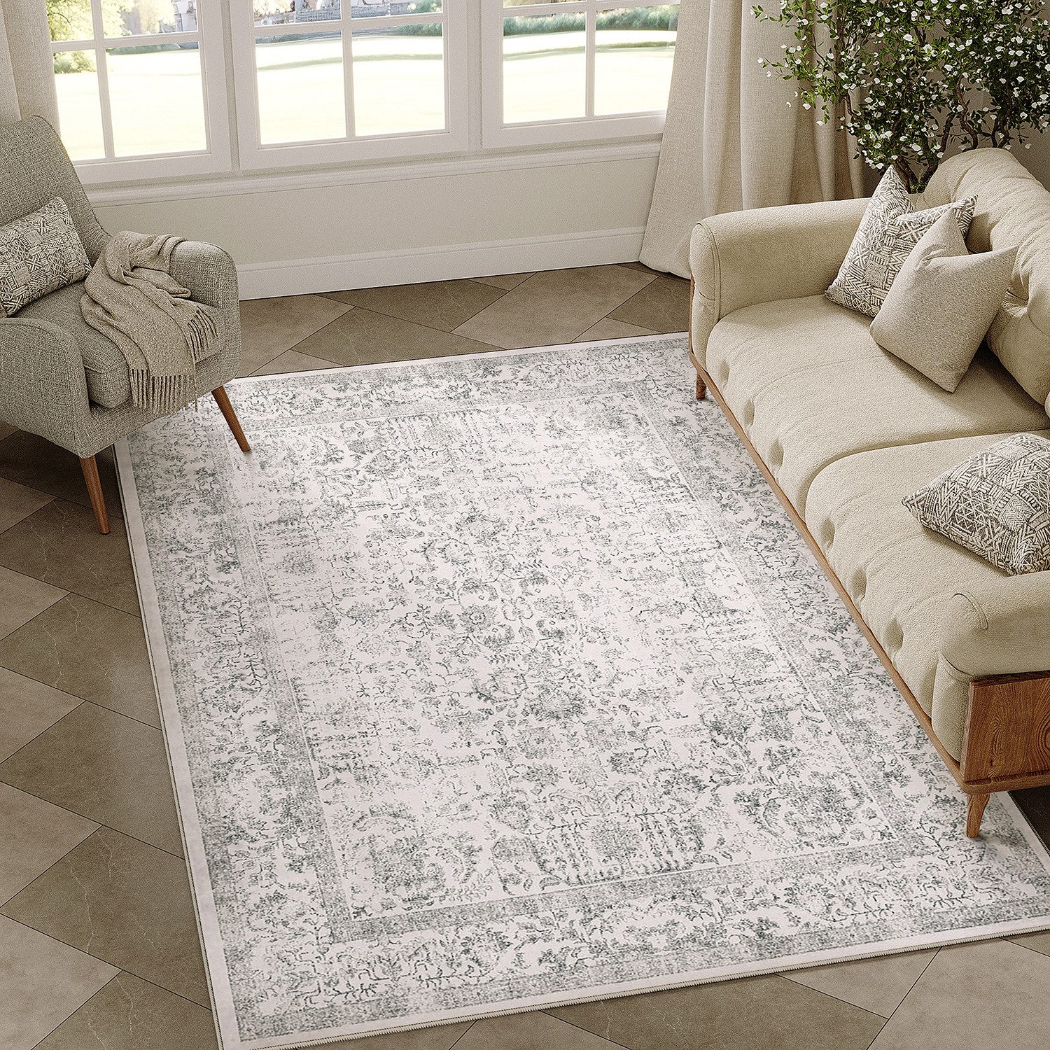 PURECOZY Teppich kurzflor, Wohnzimmerteppich, rutschfester Teppich, Vintage-Stil, rechteckig, Höhe: 6.1 mm, geeignet für verschiedene Innenräume, 180x120cm