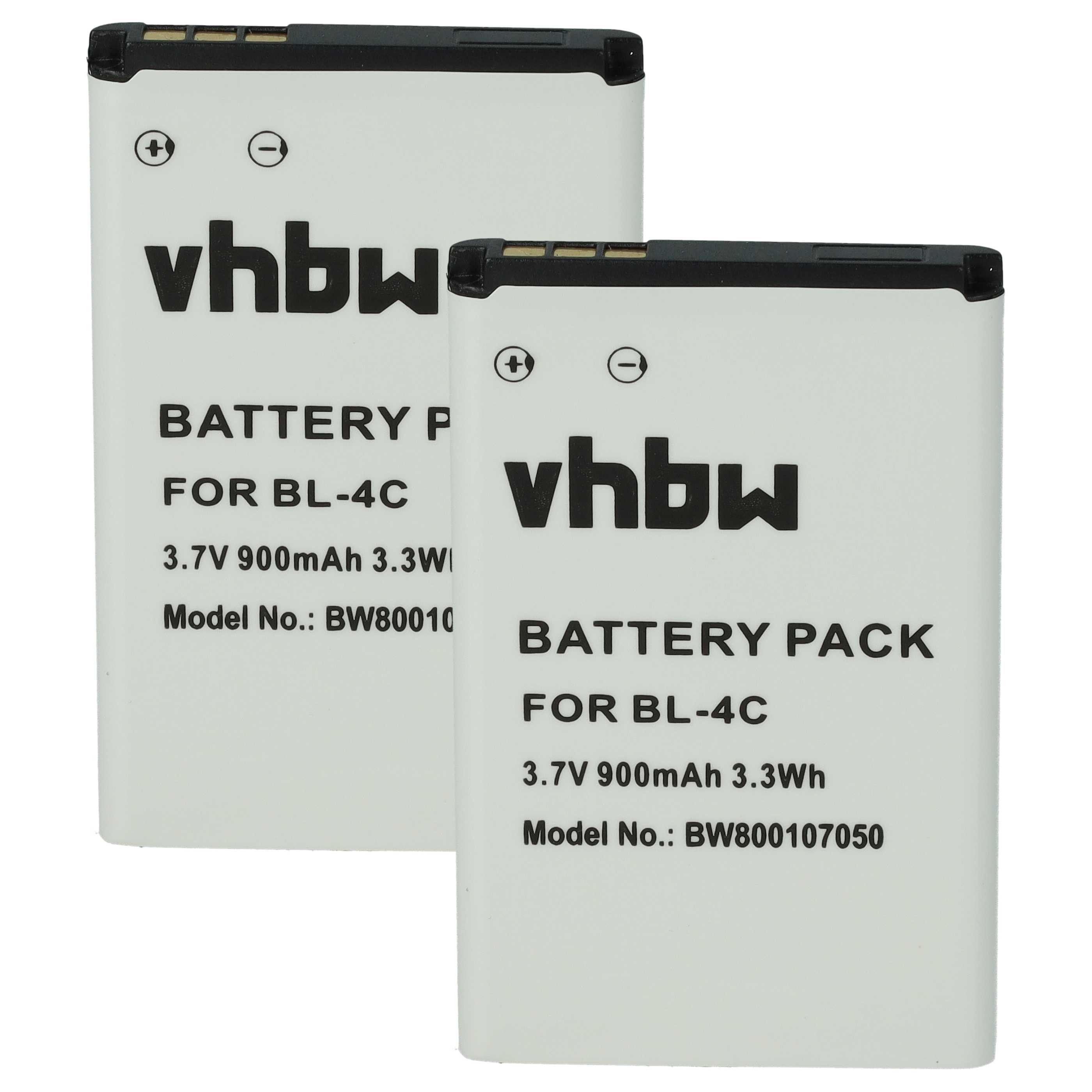vhbw Akku passend für MaxCom MM821BB, MM821, MM820BB, MM823, MM820 Smartphone-Akku Akku Li-Ion 900 mAh (3,7 V, 2 St), Leistungsfähige Austausch-Akkus für Telefon, Smartphone