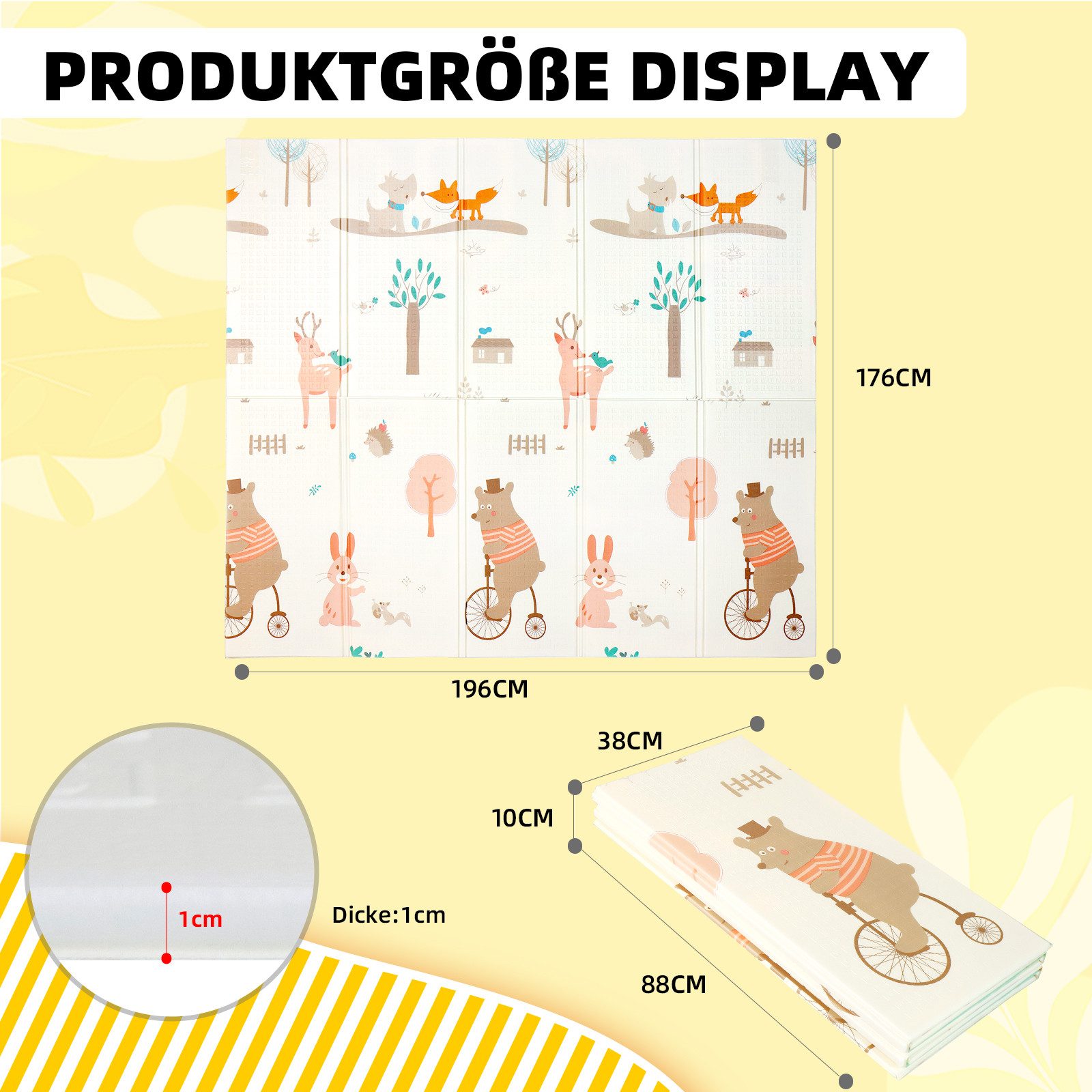 CCLIFE Spielmatte Krabbelmatte Spielmatte Babymatte Faltbar klappbar Wasserdicht, klappbar