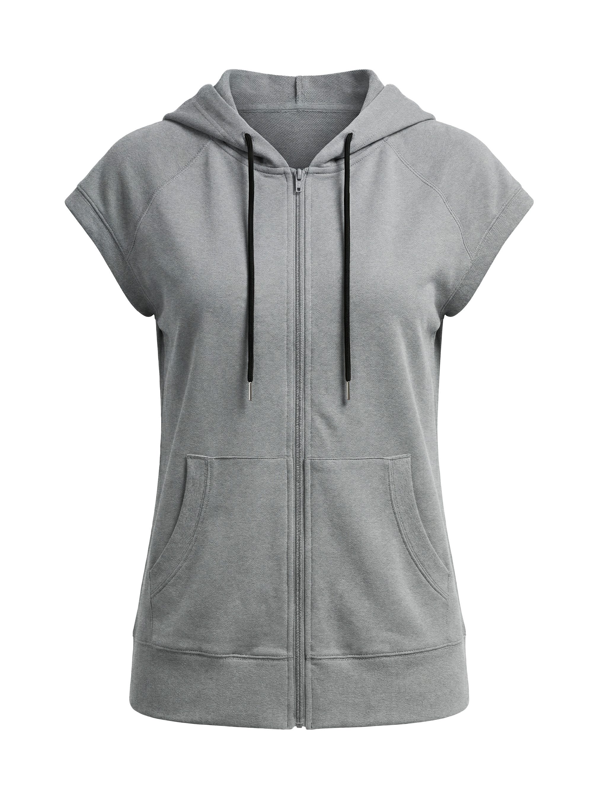Kapuzenpullover Damen ärmelloses Sweatshirt mit Reißverschluss