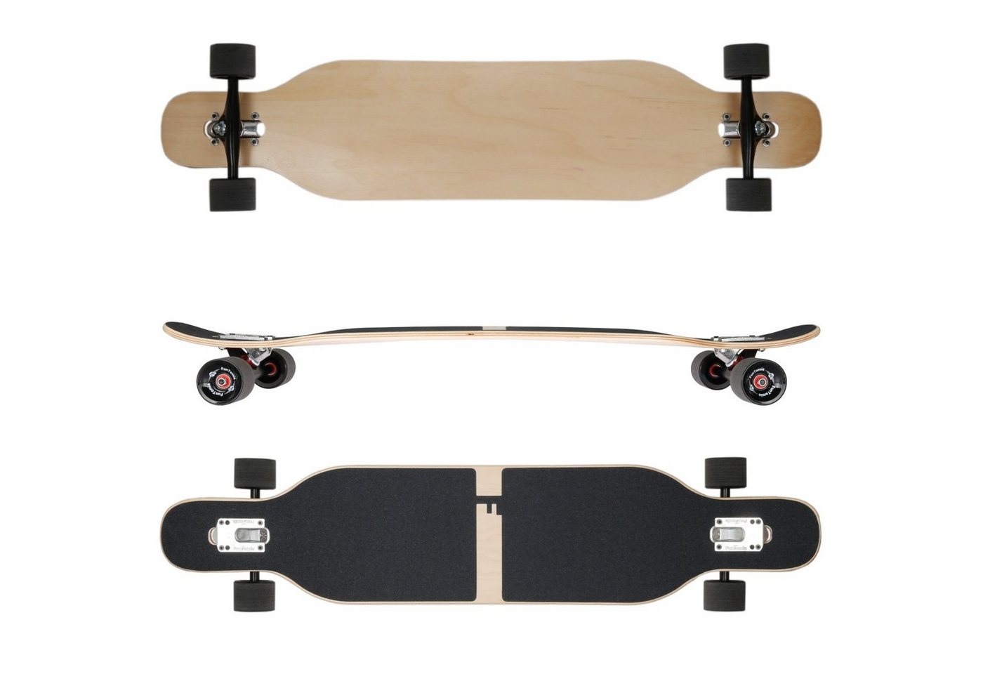 Thumbnail - FunTomia Longboard Longboard in 3 Flex Stufen Camber Ahornholz + T-Tool mit LED Rollen, Camber Twin Tip
