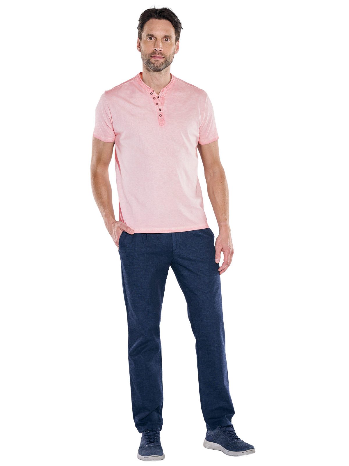 Engbers T-Shirt Herren Henley T-Shirt, Rosa