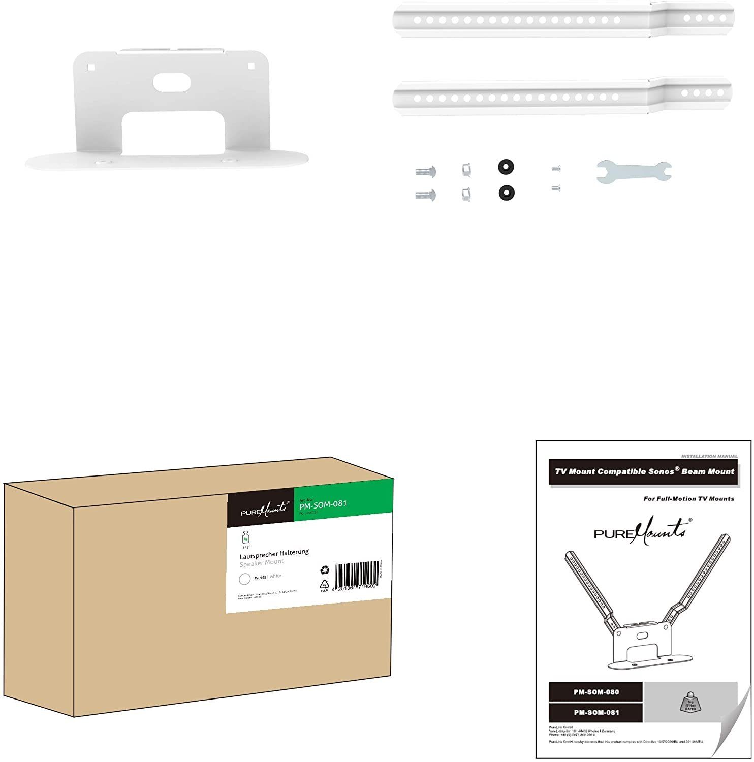 PureMounts Колонки-Wandhalterung PureMounts PM-SOM-081 Halterung zur direkten Montage am TV, kompatibel