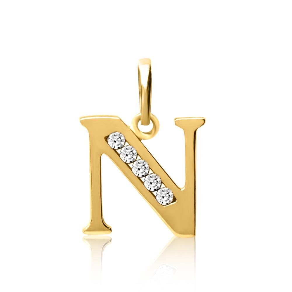 Buchstabenanhänger Goldanhänger Buchstabe N, 333er Gold GP0145