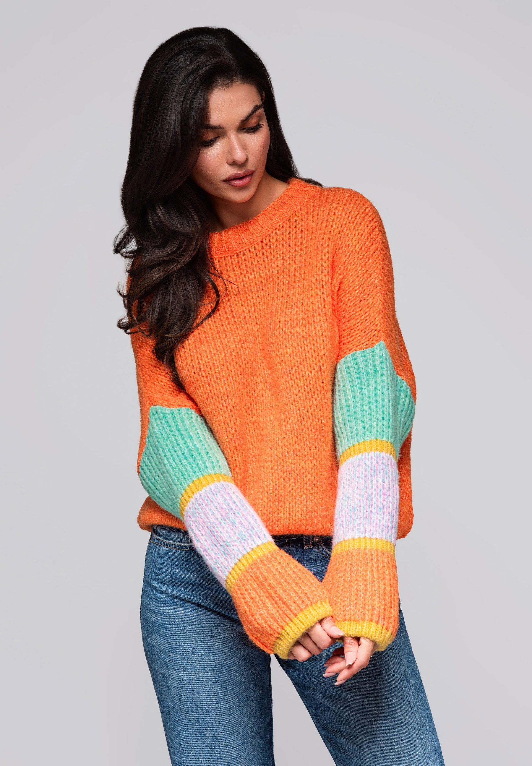 OMBRE Rundhalspullover Pullover mit Farbverlauf