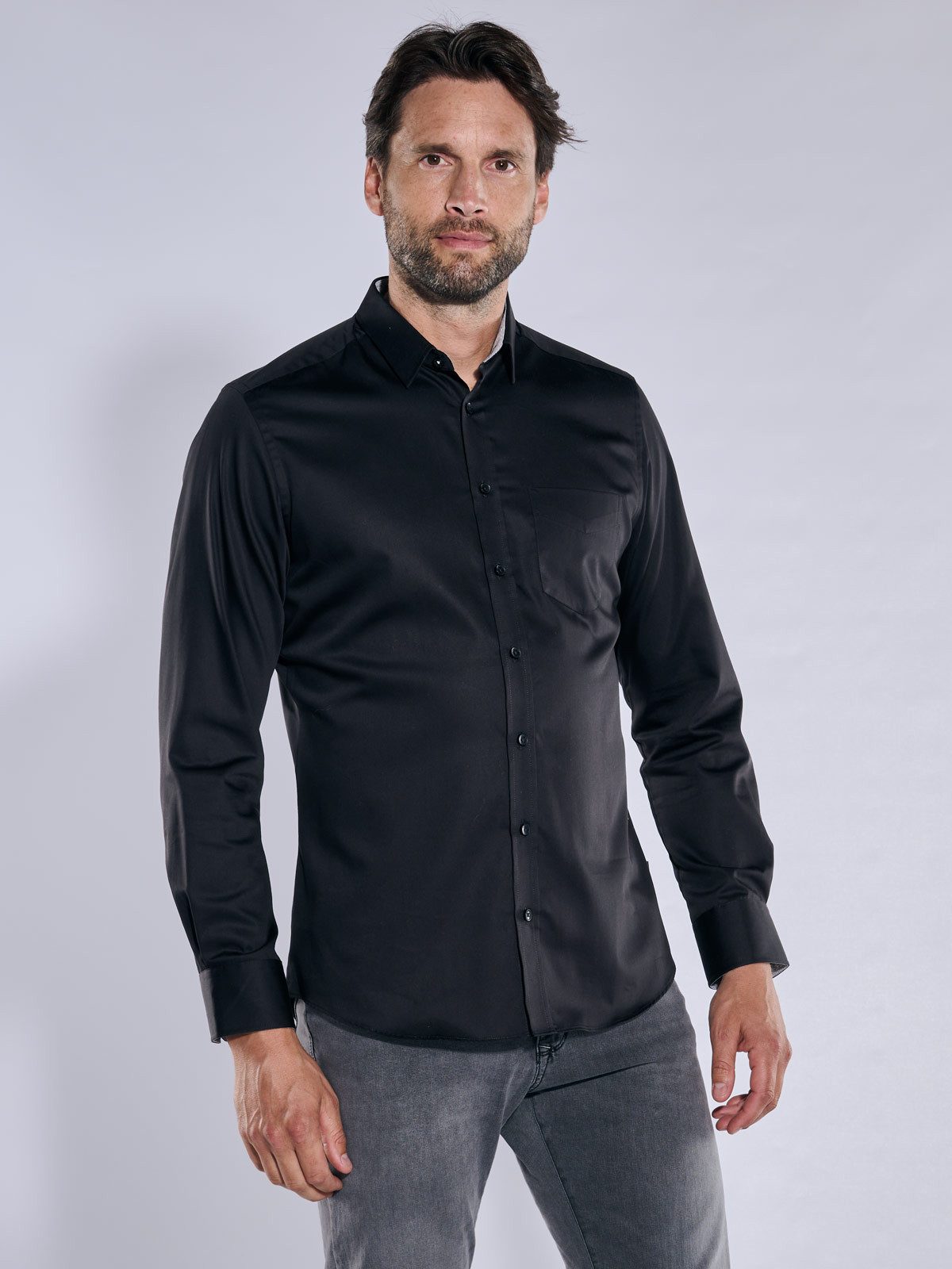 Engbers Langarmhemd Herren Langarm-Hemd "My Favorite", Schwarz