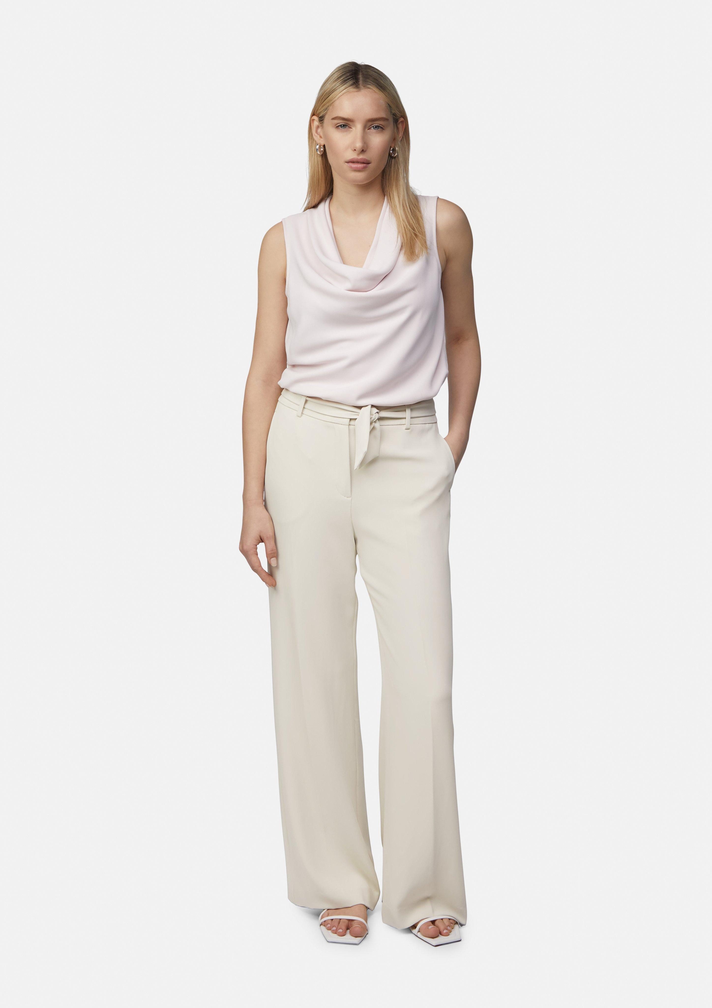 Comma Stoffhose Fließende Wide-Leg-Hose mit Bindeband günstig online kaufen