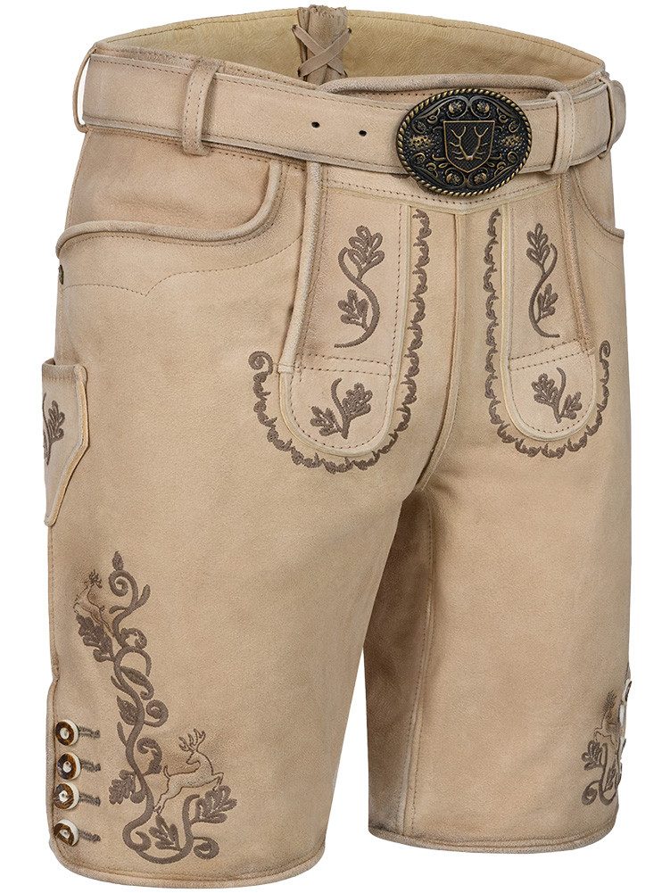 KRÜGER BUAM Lederhose Tayden mit Gürtel hellbraun