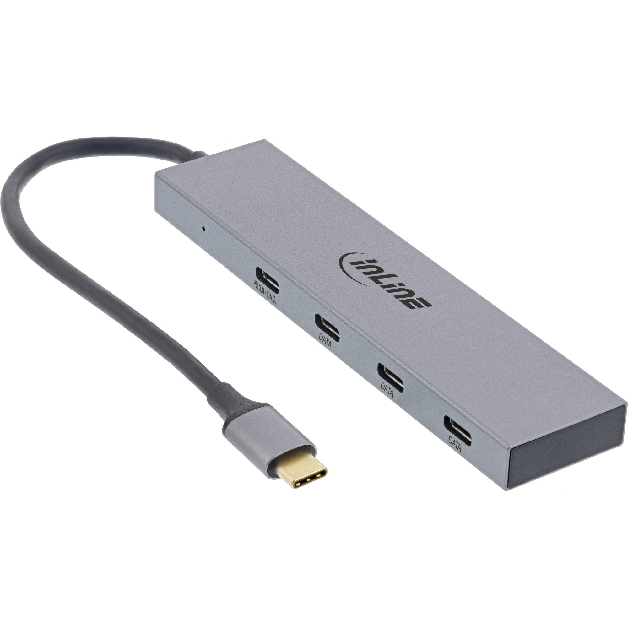 Mauspad InLine® USB 3.2 Gen.2 Hub (10Gb/s) USB Typ-C zu 4 Port Typ-C (1 Port p