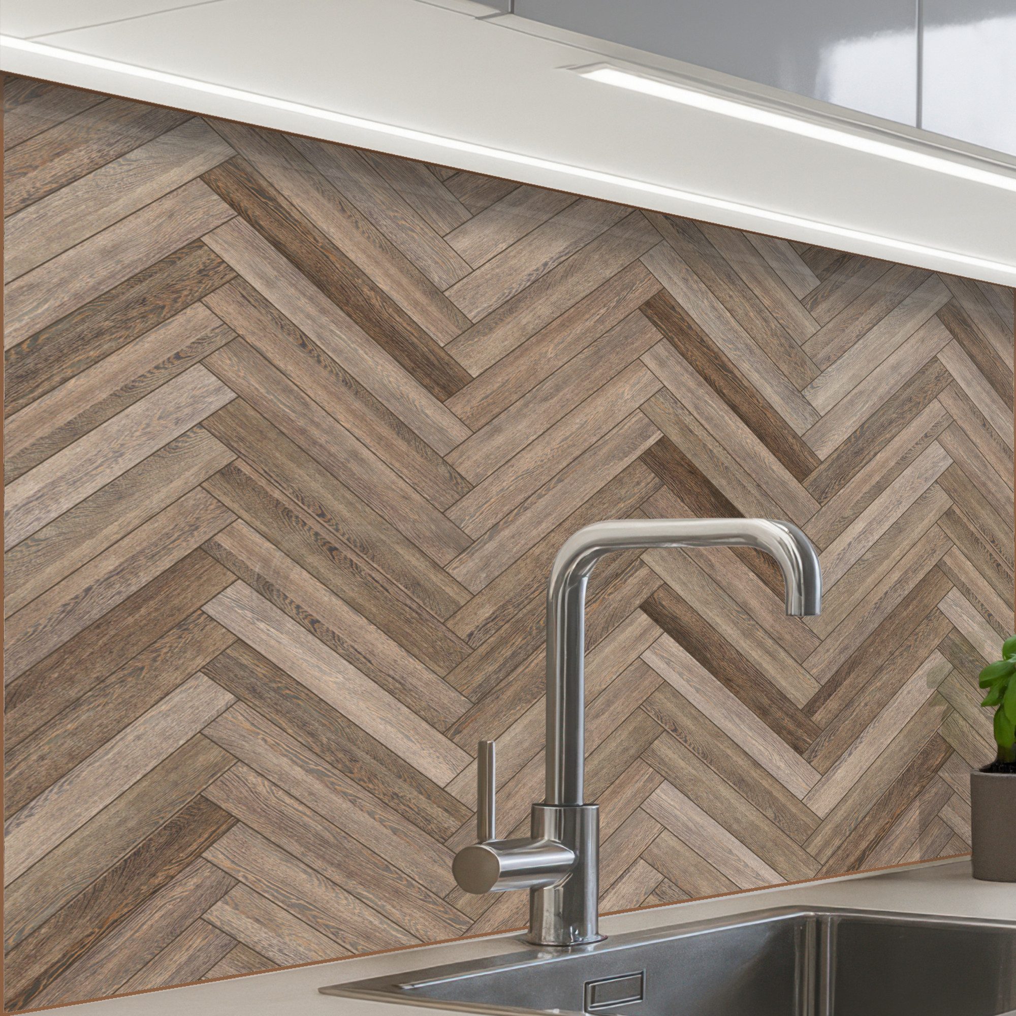 KitchenYeah Küchenrückwand selbstklebend Muster - Holz - Braun, (1-tlg), Spritzschutz, Küche, Rückwand, Küchenwand, Küchenfront, 80x60 cm