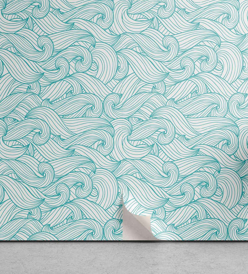 Abakuhaus Vinyltapete selbstklebendes Wohnzimmer Küchenakzent, Türkis Ocean Waves Sommer