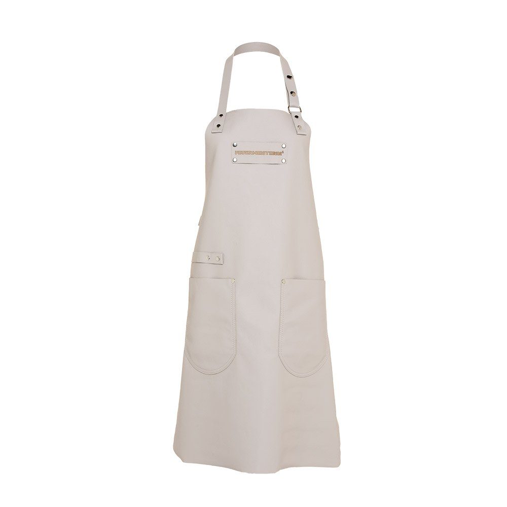 Feuermeisterin Kochschürze Premium Leder Back- und Kochschürze Grau mit 2 Taschen