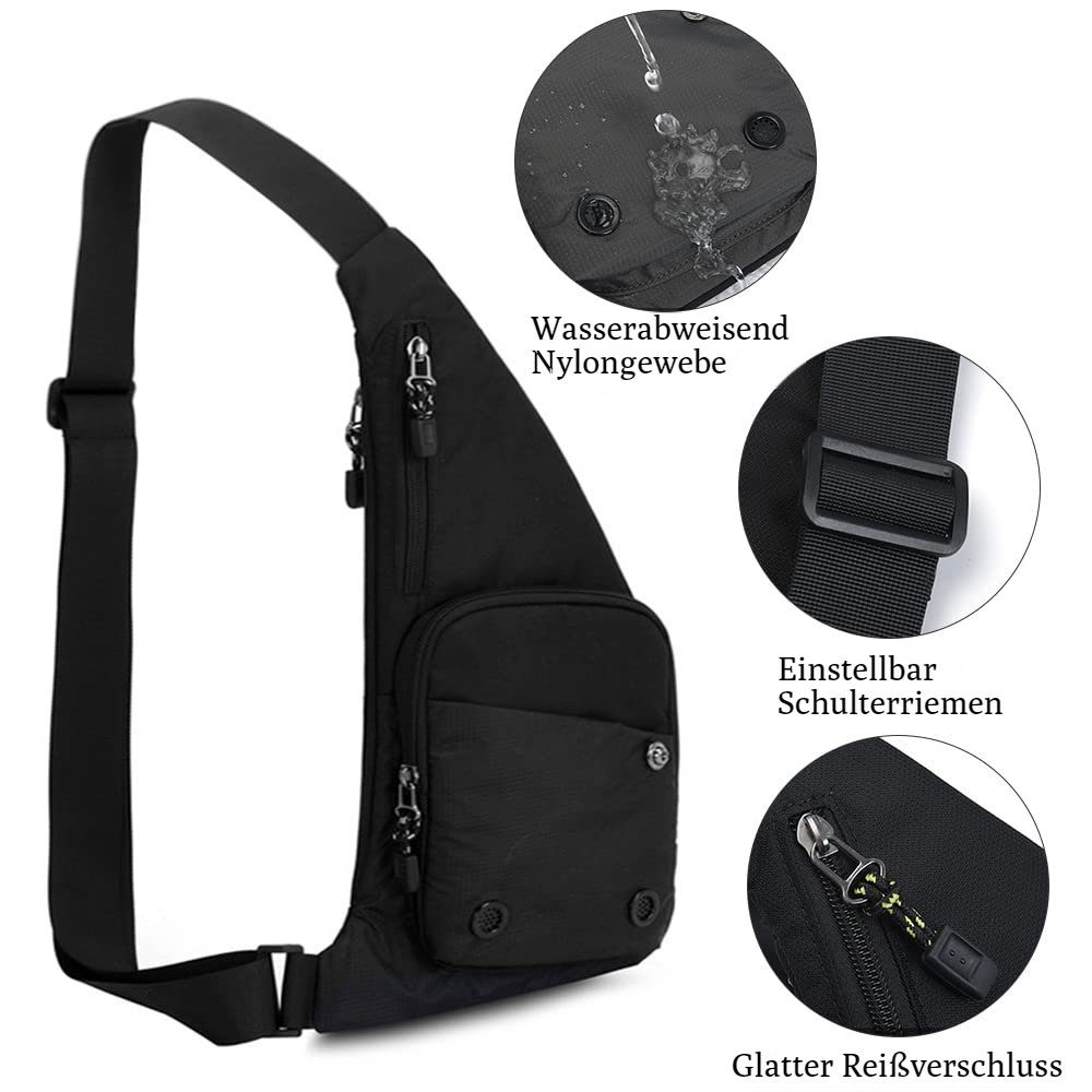 VIVIHEYDAY Umhängetasche Schultertaschen, Wasserdicht Brusttasche, Sling Bag (mit Mehrere Taschen), Damen-Brustbeutel – Bild 4 von 5