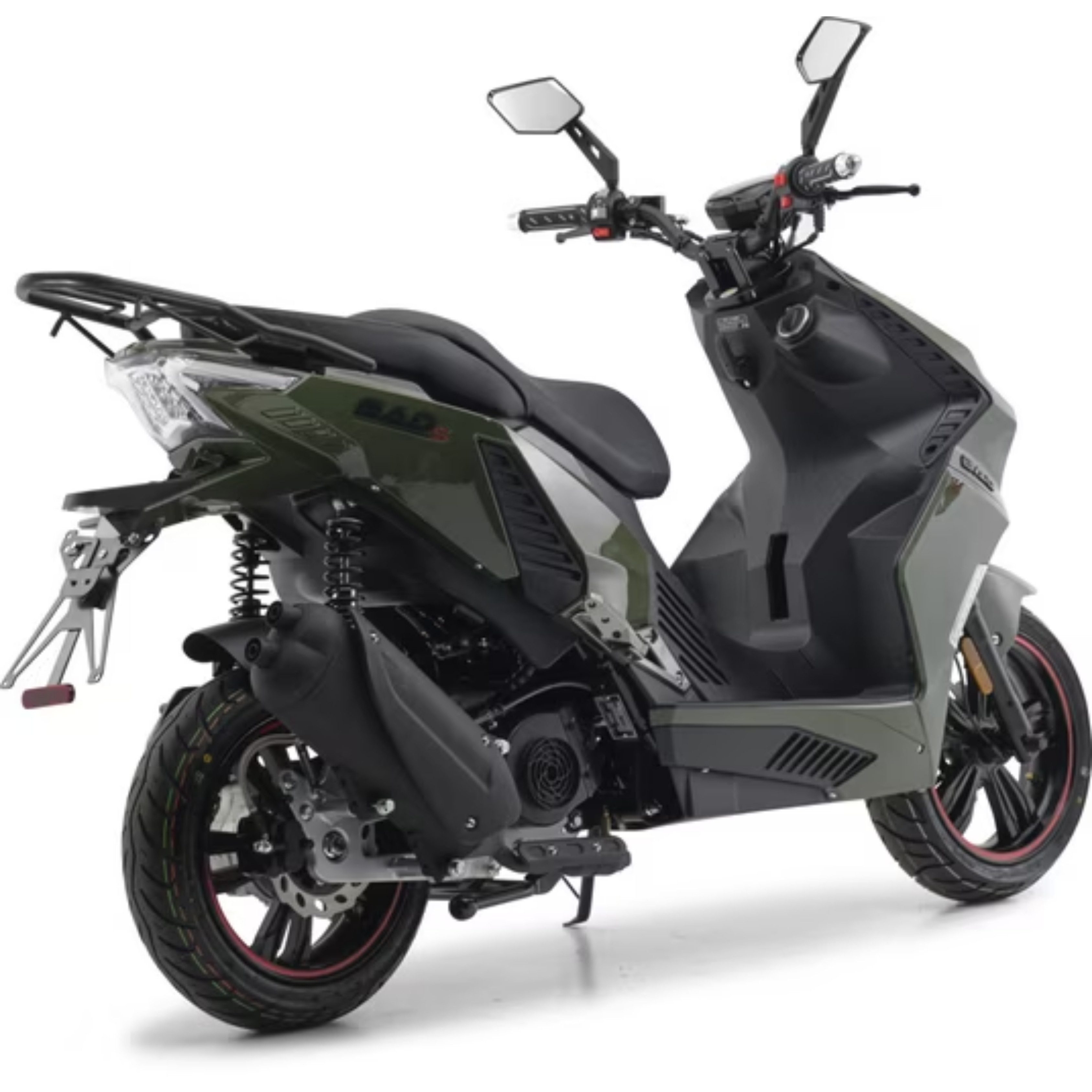 Burnout Motorroller in Grau, Grün oder Schwarz, 50 ccm, 25 km/h, Euro 5, Sportliches Design, Keyless Go, Alarmanlage, Mofa mit USB Ladedose