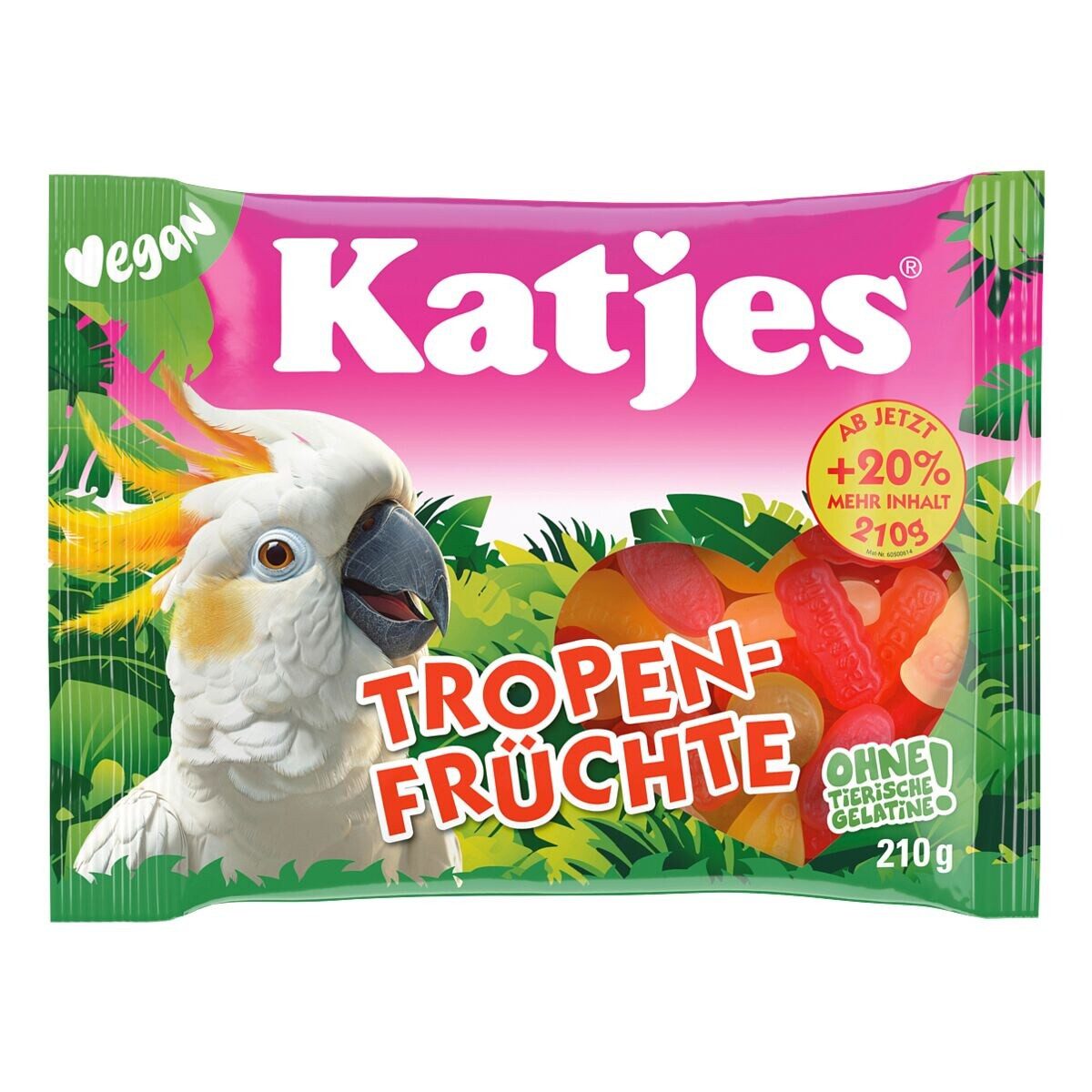 KATJES Süßigkeit Tropen-Früchte, Fruchtgummi vegetarisch/ vegan, 210 g