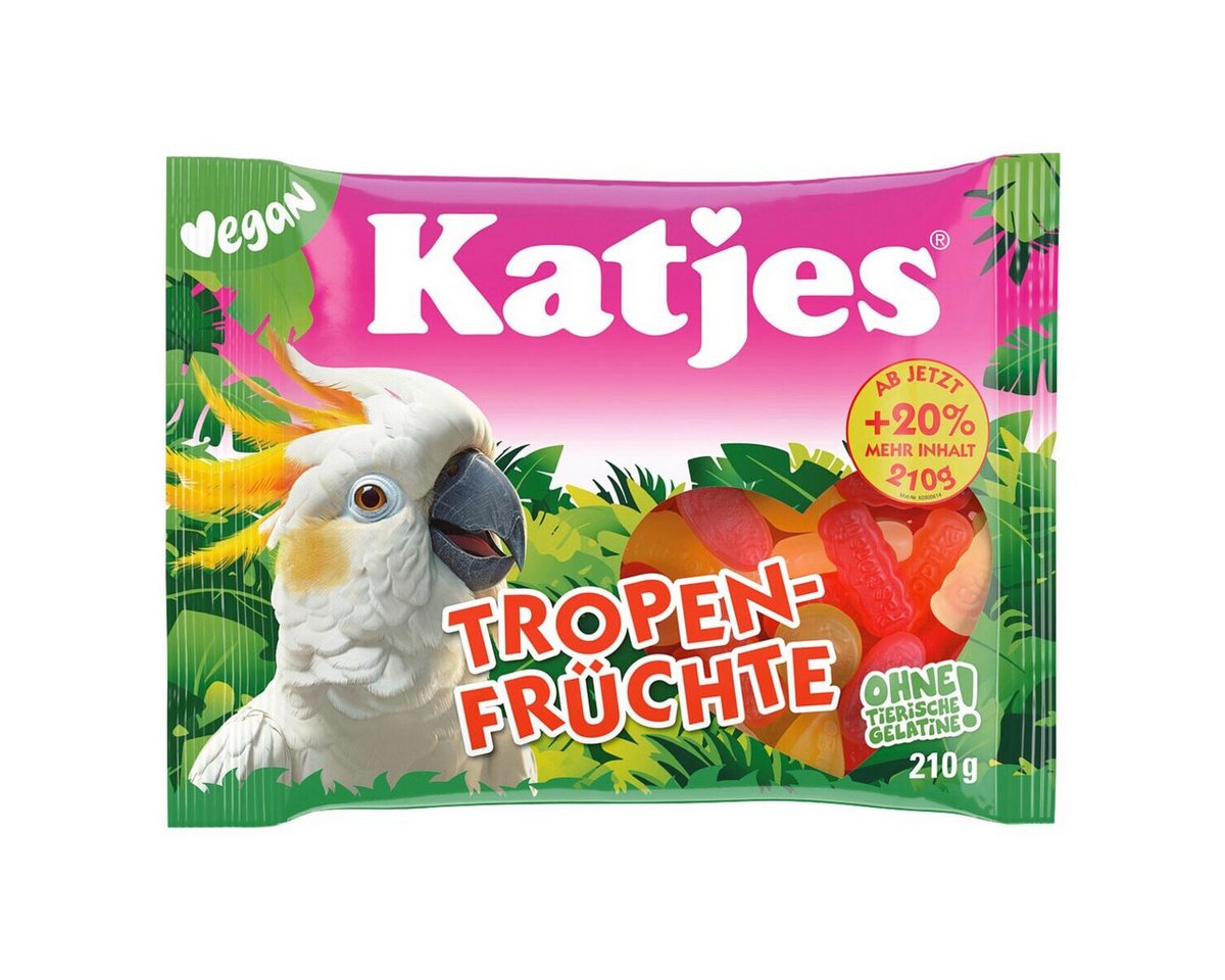 KATJES Süßigkeit Tropen-Früchte, Fruchtgummi vegetarisch/ vegan, 210 g