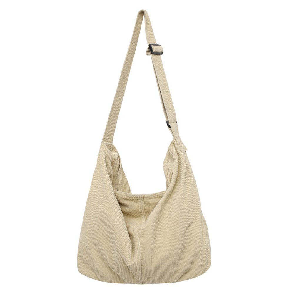 FOUORTUNATE-BEE Schultertasche Cord Umhängetasche Casual Crossbody Mode Retro große Tasche