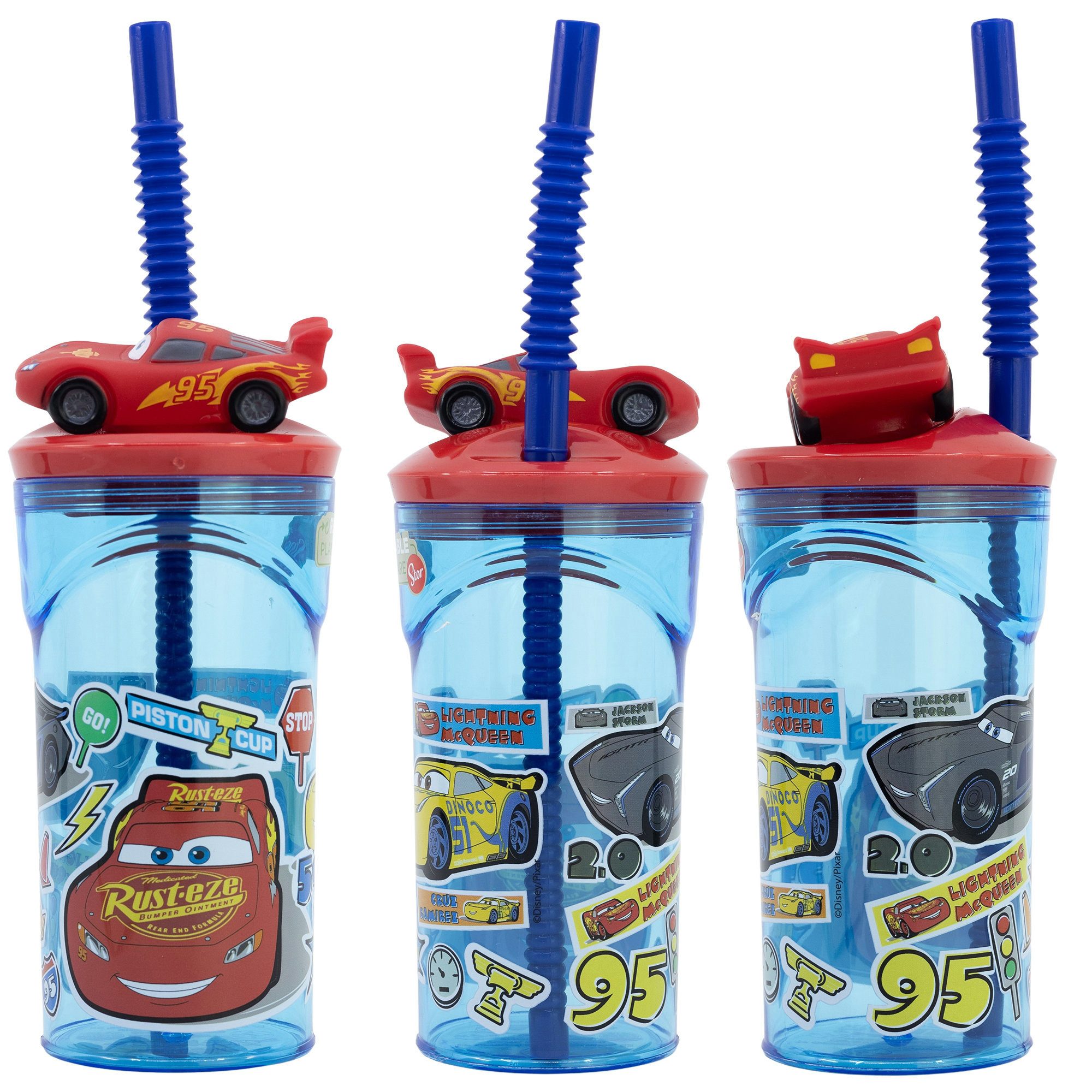 Disney Kinderbecher Disney Cars Lighning McQueen 3D Deckel Kinder Trinkbecher Becher 360ml, 1-tlg.