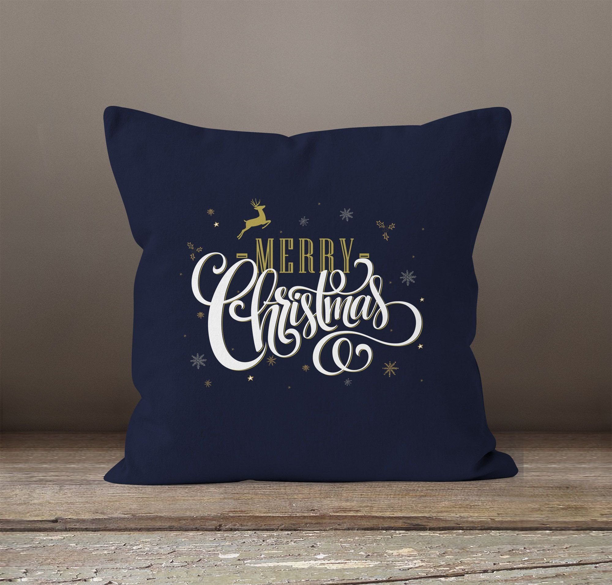 MoonWorks Dekokissen Kissenbezug Merry Christmas Weihnachten Geschenk Kissen-Hülle