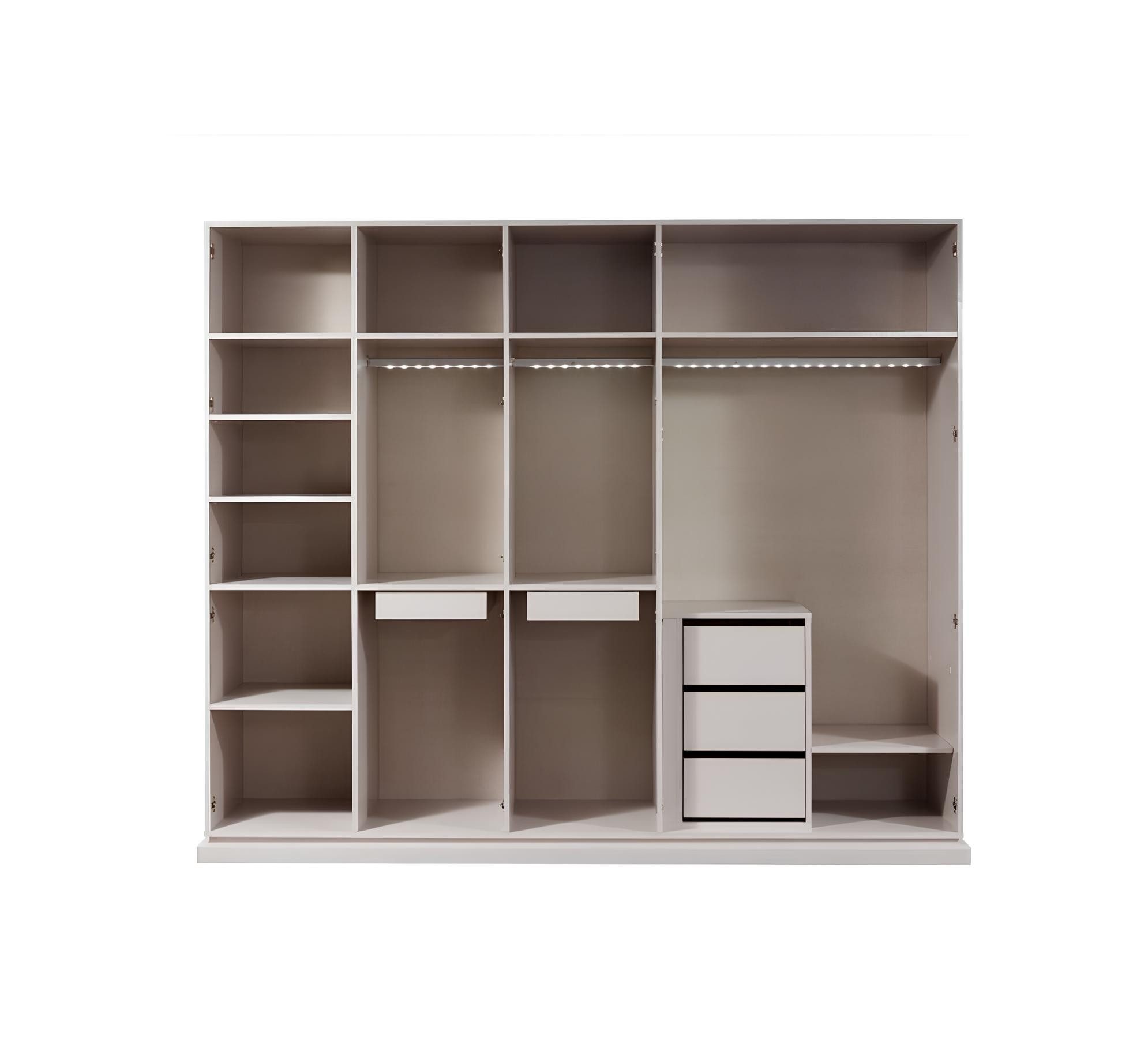 JVmoebel Kleiderschrank Grauer Holzkleiderschrank mit 12 Einlegeböden und 5 Schubladen (1-St., Kleiderschrank) Made in Europa