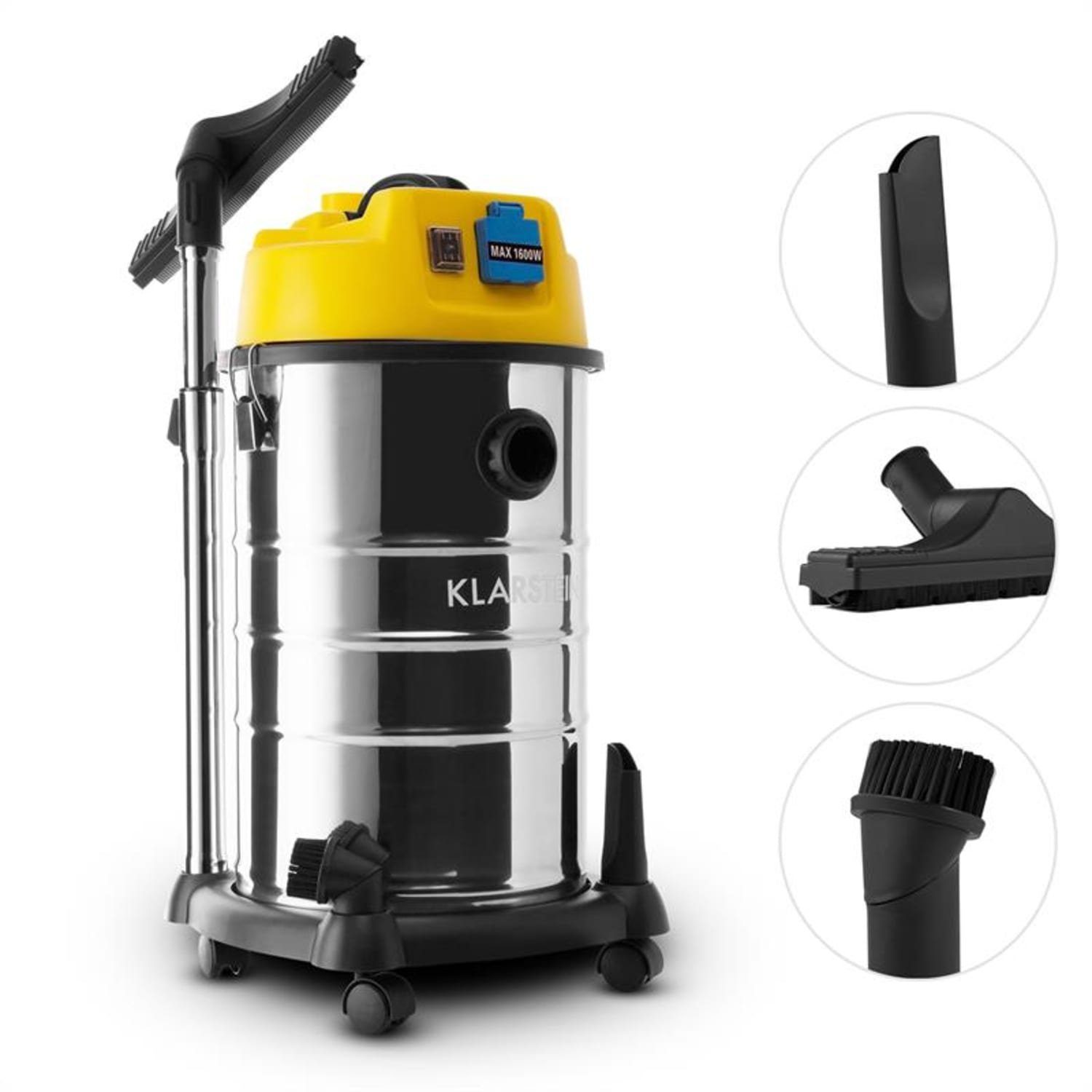 Klarstein Nass-Trocken-Sauger Reinraum Industriesauger, 1400 W, Trocken Nasssauger Industriestaubsauger beutellos Saugwischer Sauger