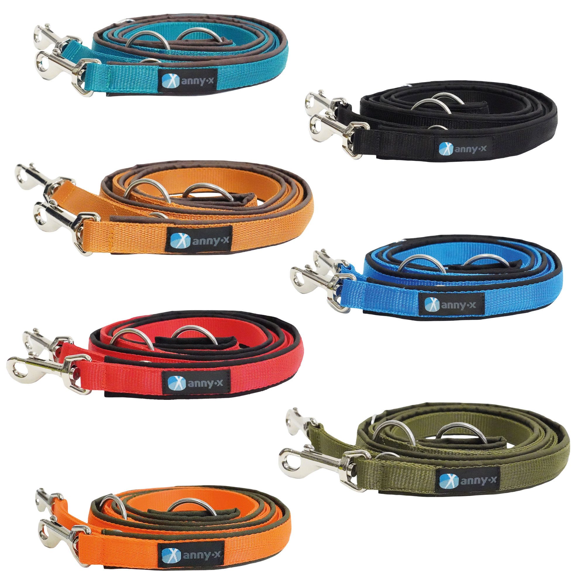 AnnyX Führleine Annyx Führleine Classic Bolt Fun 4fach verstellbar, Nylon (1-tlg), Aus abriebfesten Materialien