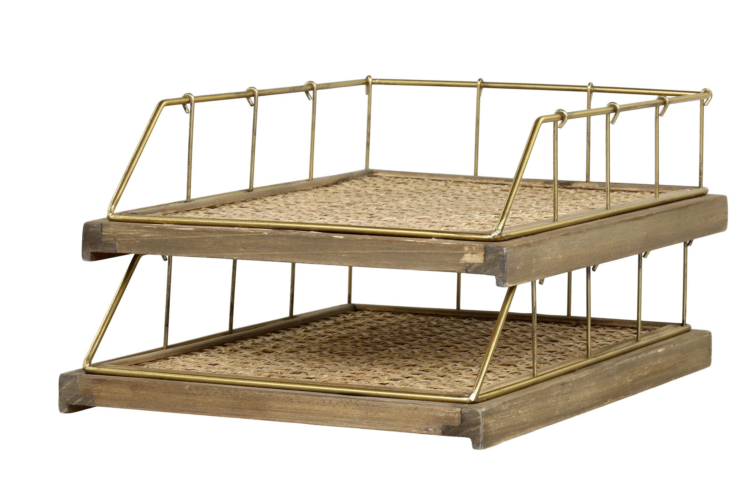 Chic Antique Briefablage Chic Antique - 2er Set Briefkorb Briefablage Rattan Holz Metall