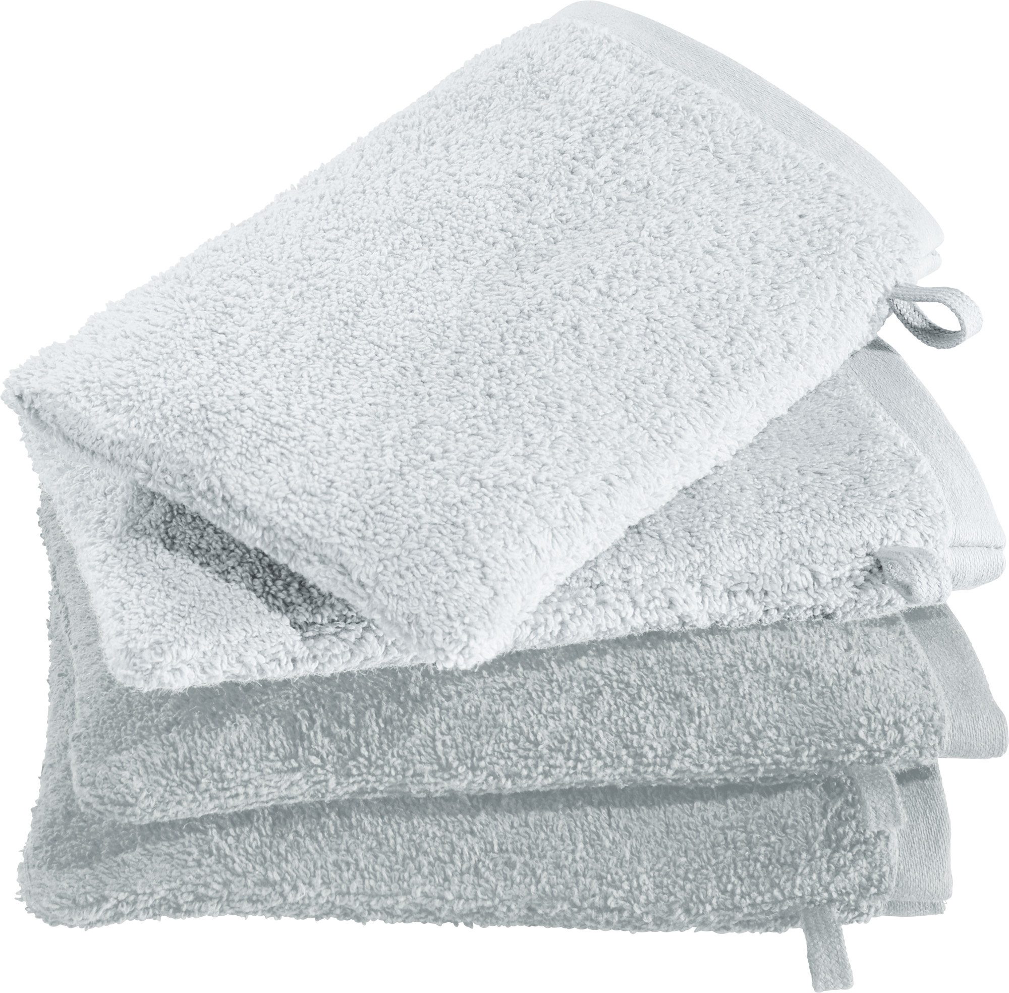 Erwin Müller Waschhandschuh Waschhandschuhe "Bühl" 4er-Pack, Frottier, Walk-Frottier Uni